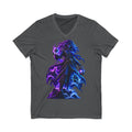 Mystic Reaper V-Neck Tee — Neon Grim Reaper Graphic Shirt