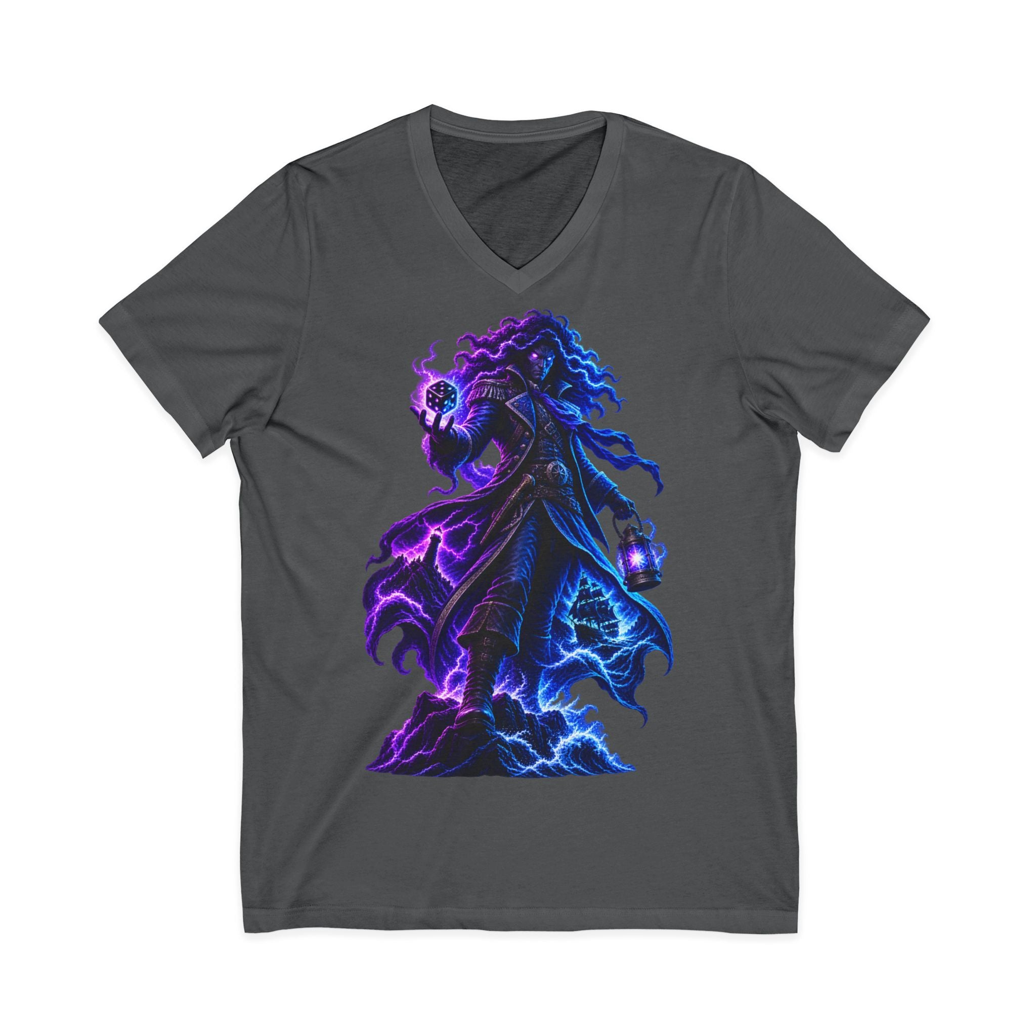 Mystic Reaper V-Neck Tee — Neon Grim Reaper Graphic Shirt