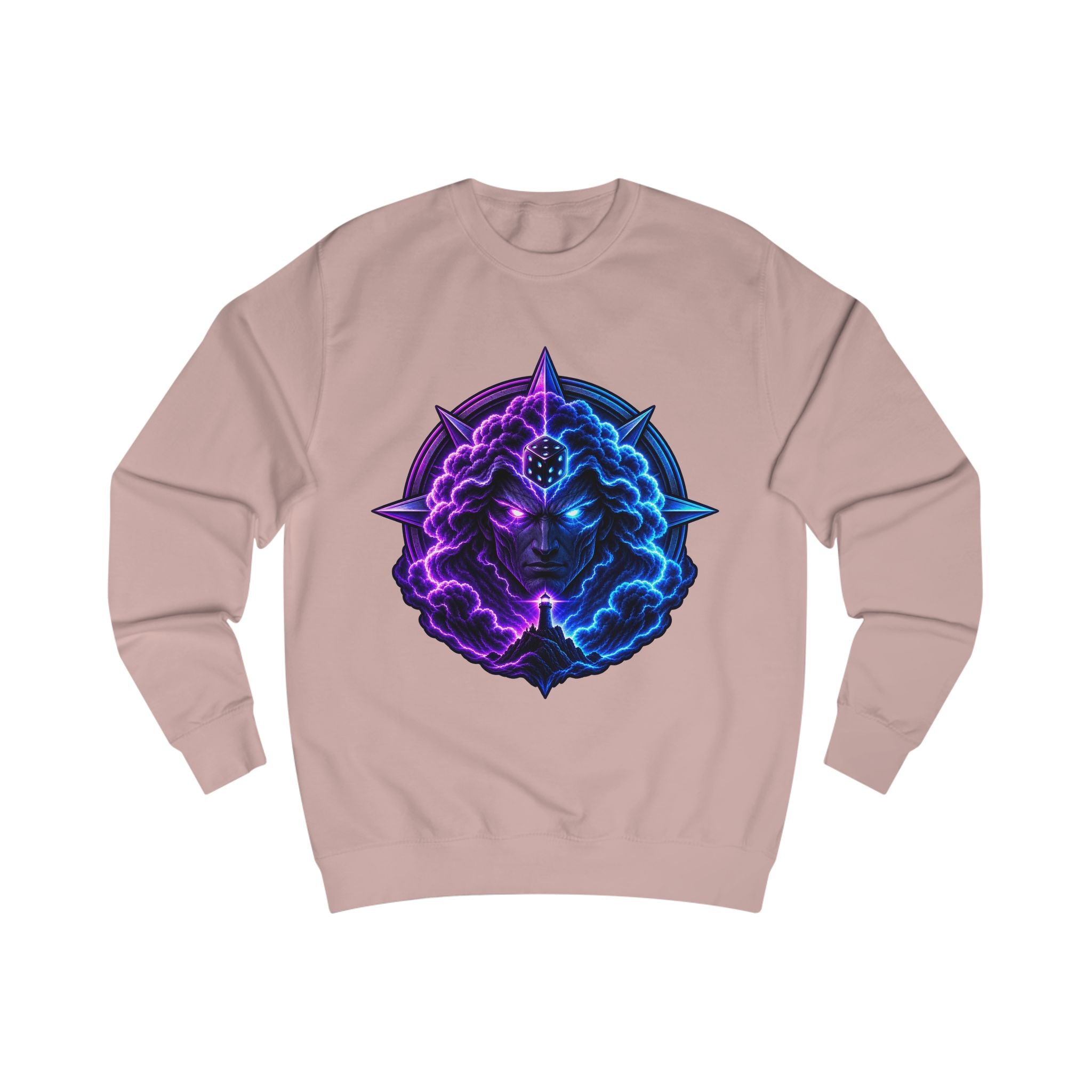 Mystic Nebula Face Sweatshirt — Neon Purple & Blue Cosmic Design
