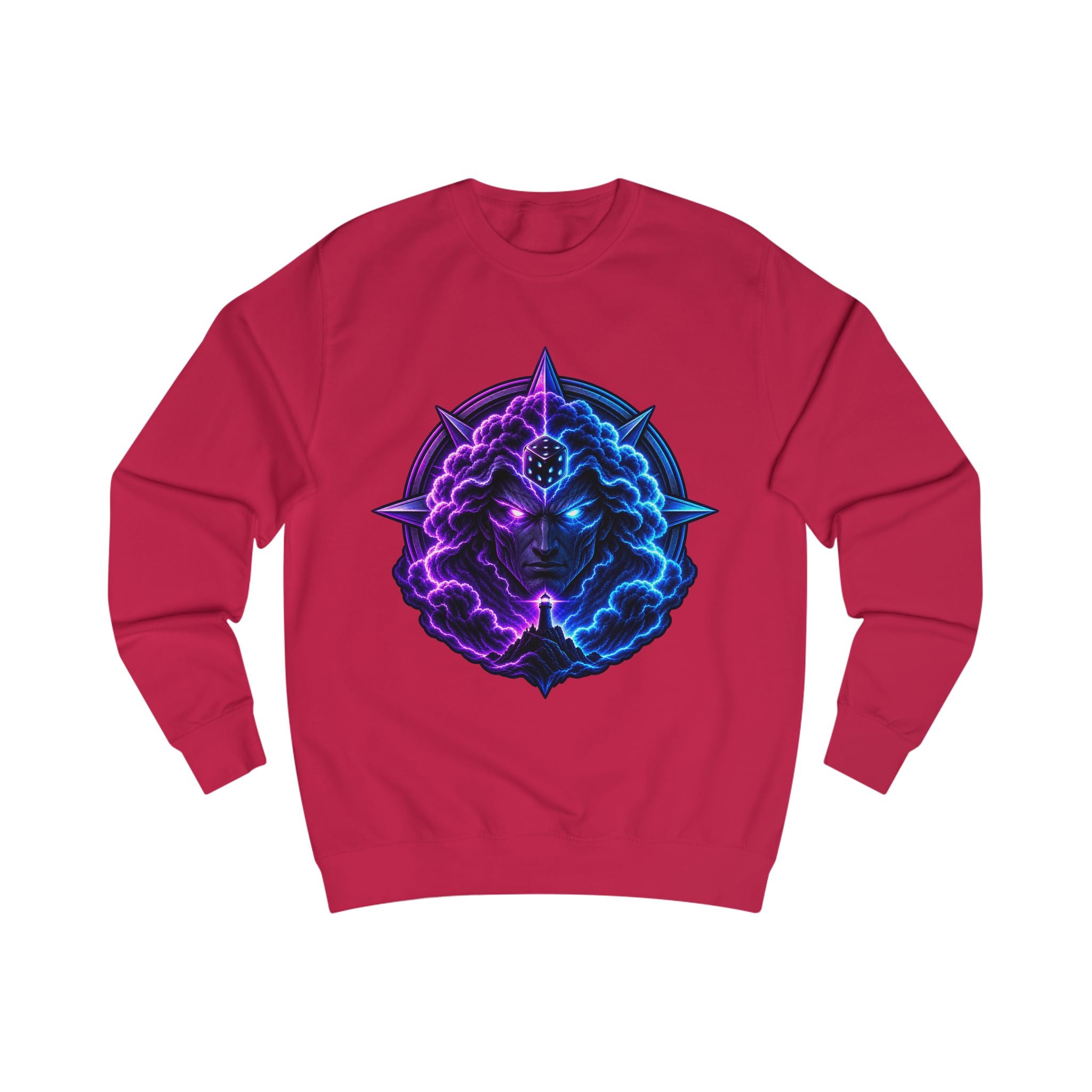 Mystic Nebula Face Sweatshirt — Neon Purple & Blue Cosmic Design
