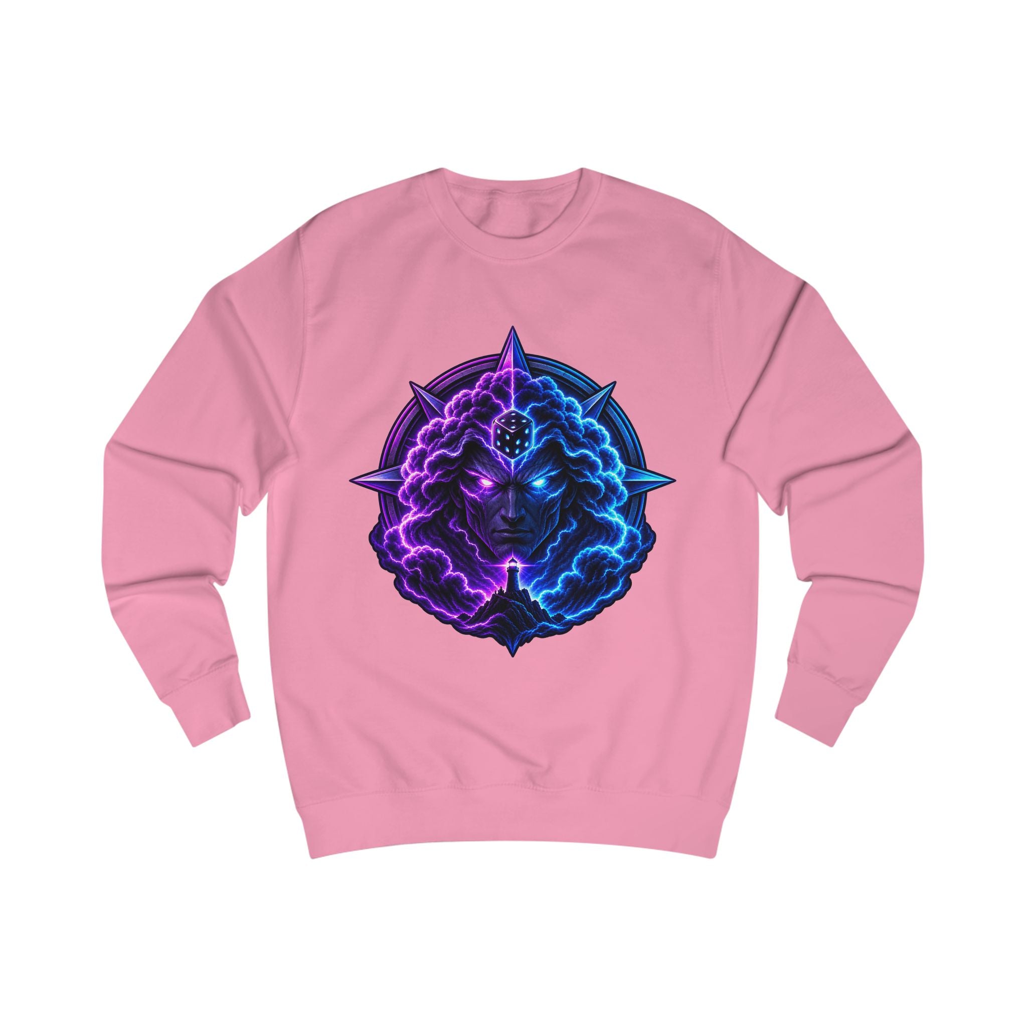 Mystic Nebula Face Sweatshirt — Neon Purple & Blue Cosmic Design