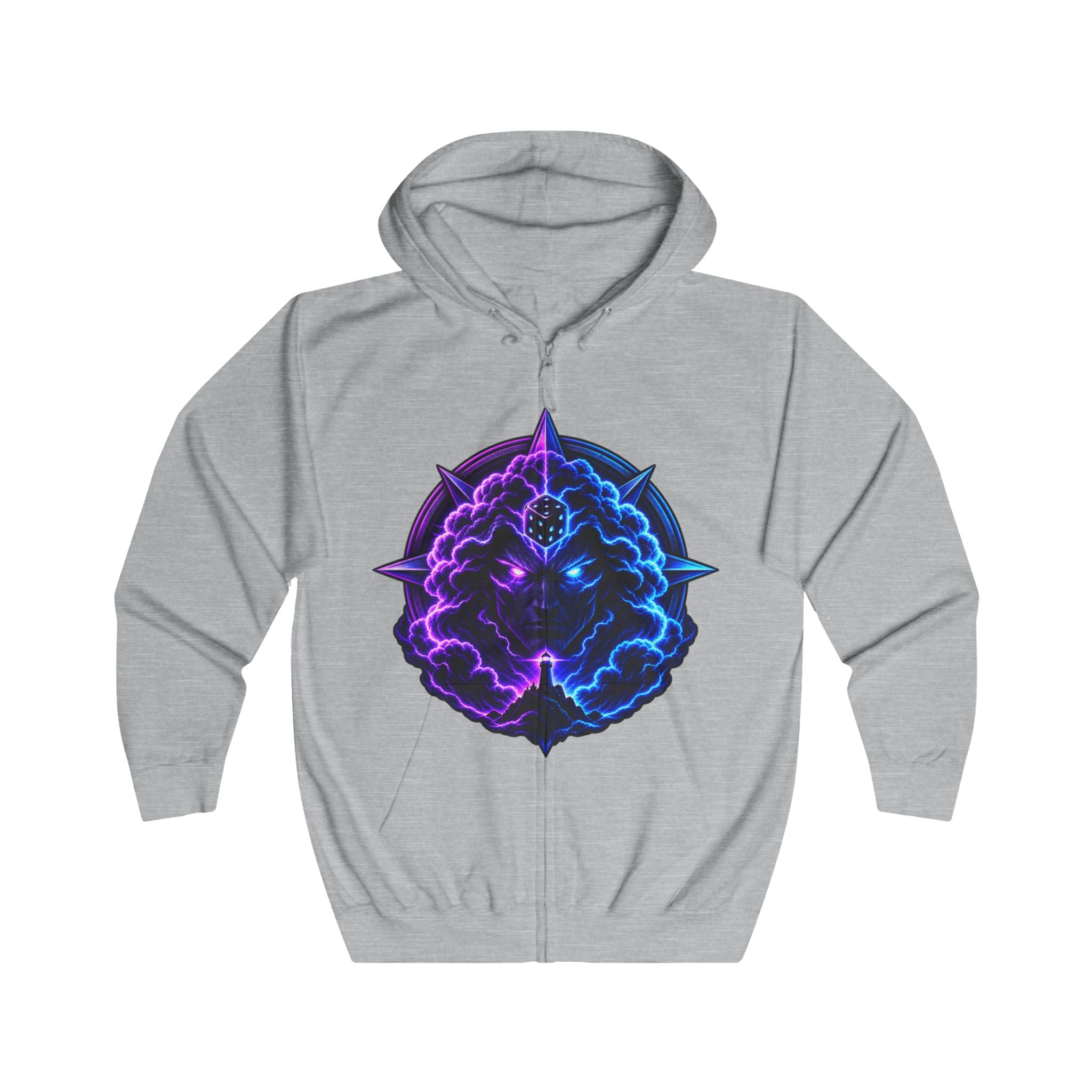 Zip Hoodie — Neon Cosmic Brain Mandala Graphic