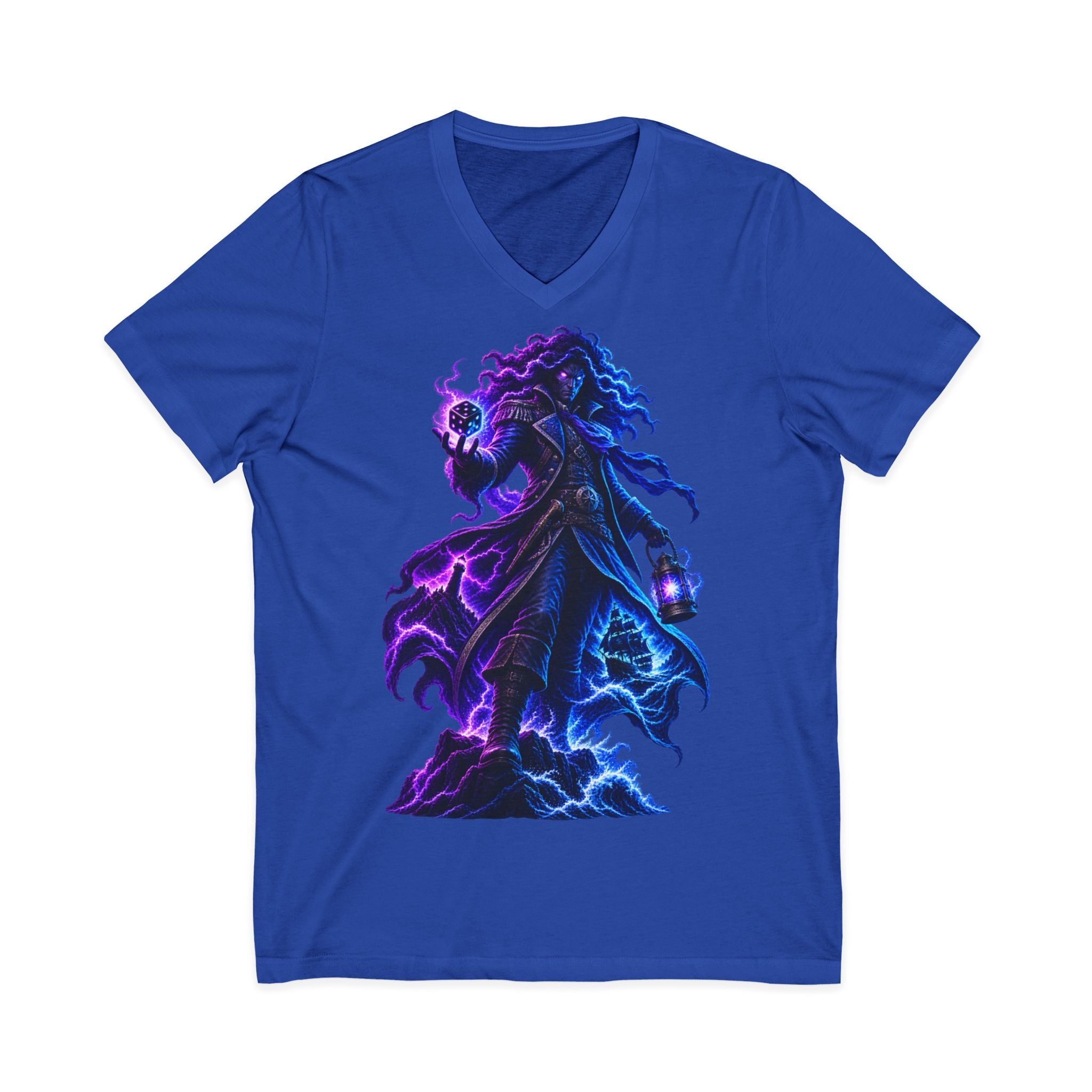 Mystic Reaper V-Neck Tee — Neon Grim Reaper Graphic Shirt