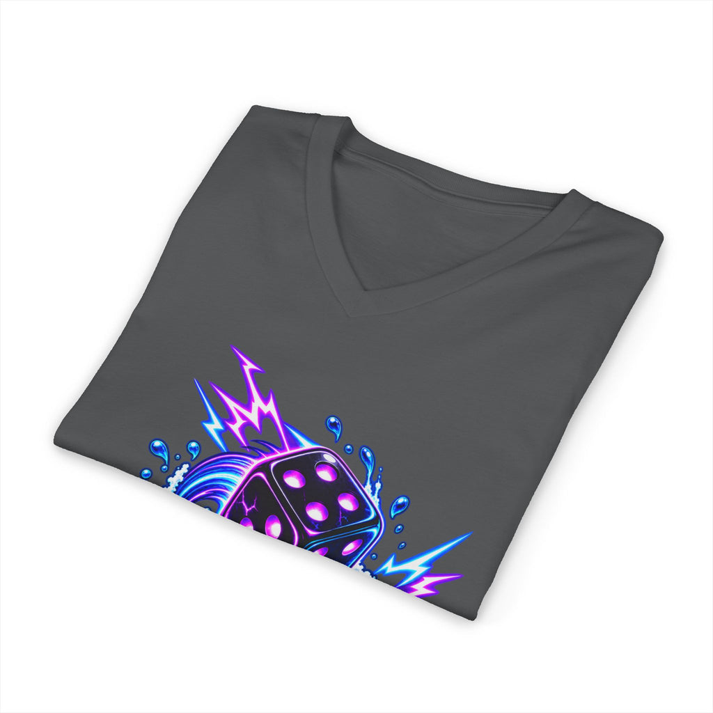 V-Neck Tee - "One More Roll" Dice Graphic Tee for Gamers