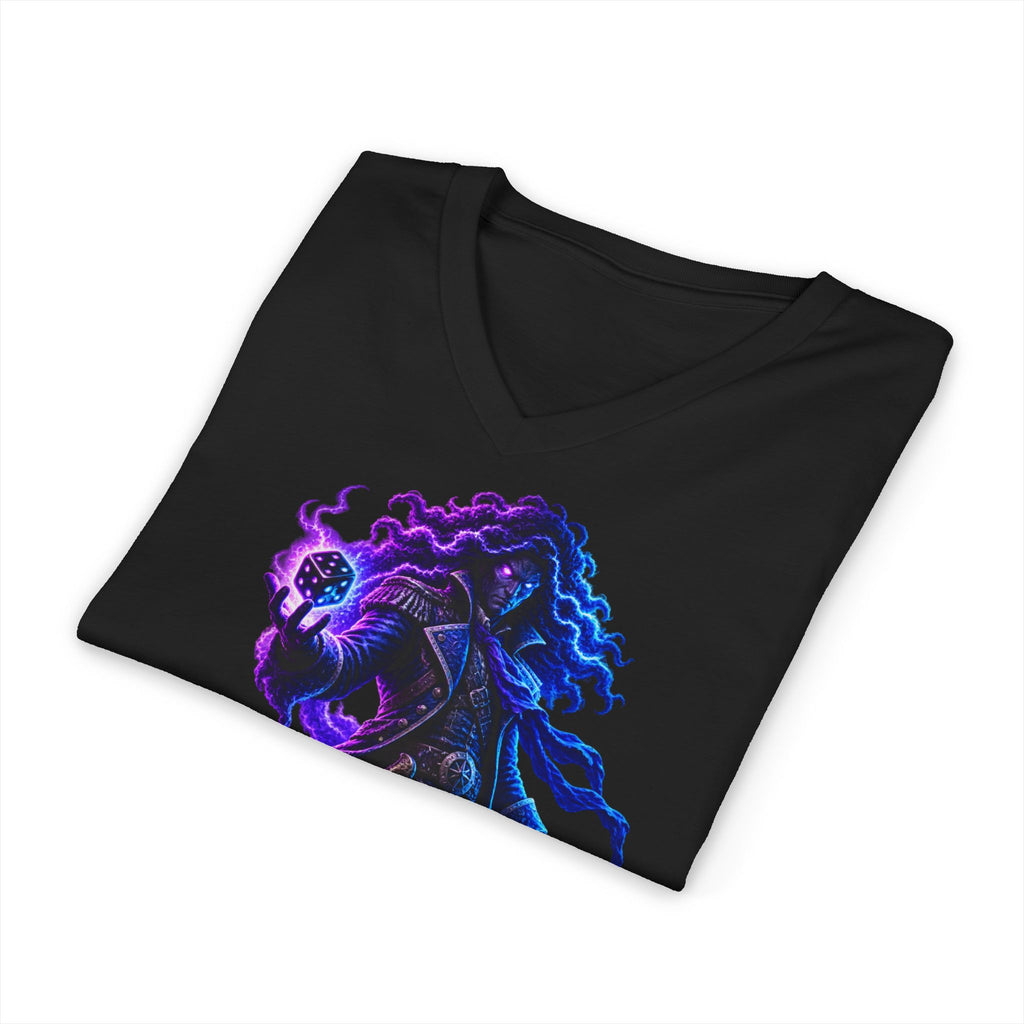 Mystic Reaper V-Neck Tee — Neon Grim Reaper Graphic Shirt