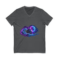 Vampire Night Surf V-Neck Tee — Neon Gothic Moon Graphic