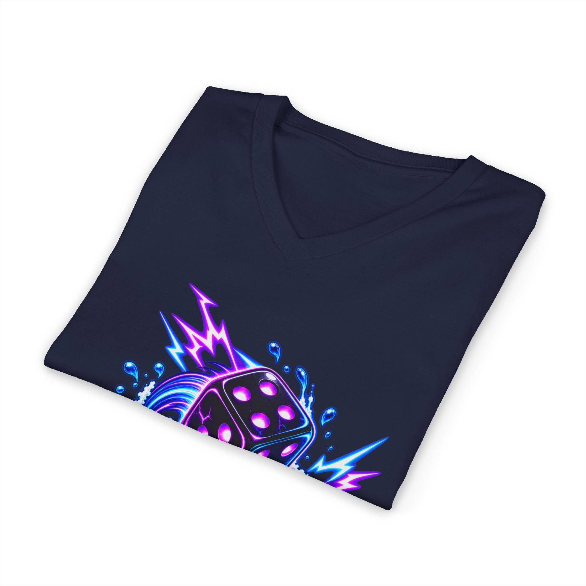 V-Neck Tee - "One More Roll" Dice Graphic Tee for Gamers