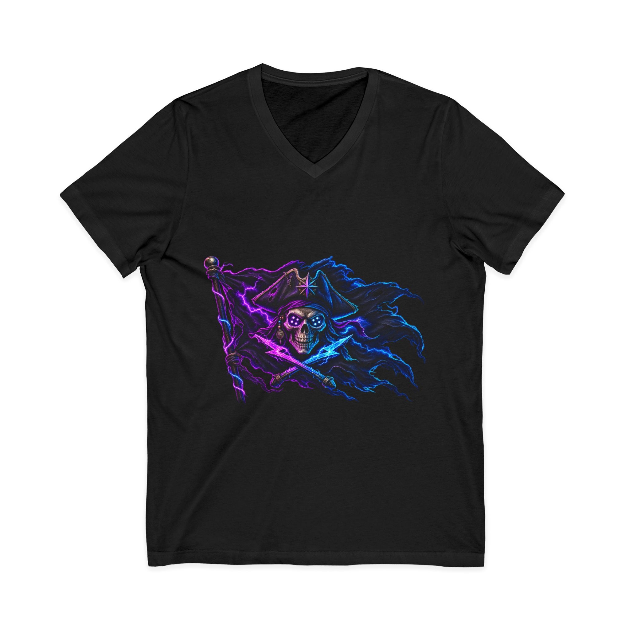 Neon Pirate Flag V-Neck Tee