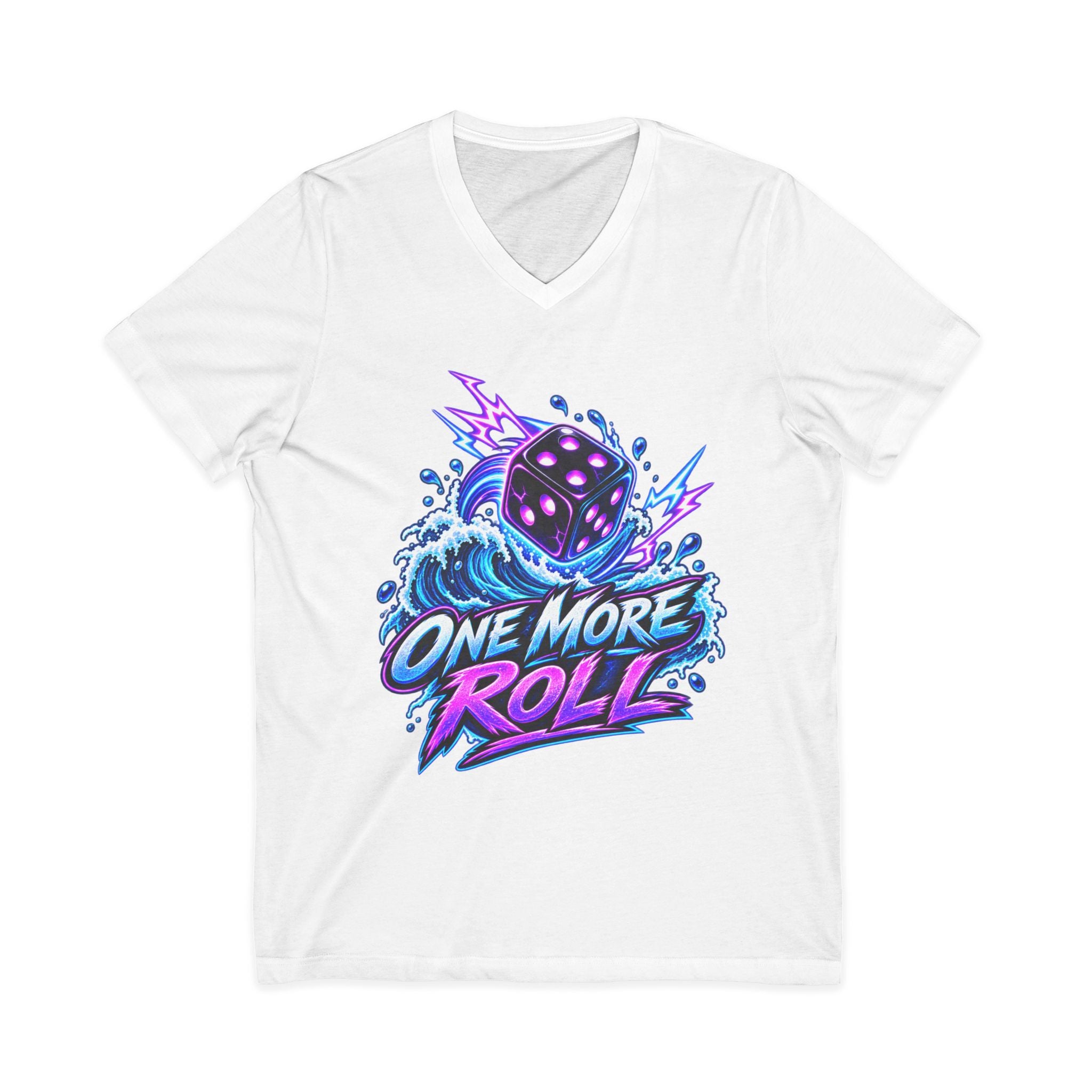 V-Neck Tee - "One More Roll" Dice Graphic Tee for Gamers