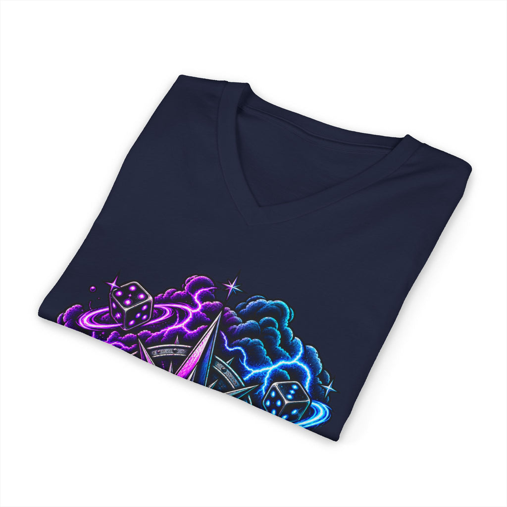 Compass Rose Nebula V-Neck Tee — Cosmic Compass Graphic T-Shirt