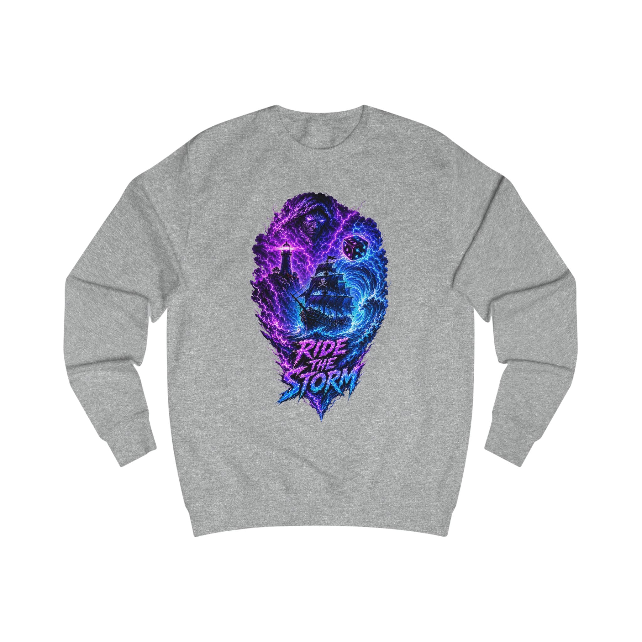 Ride the Storm Sweatshirt — Neon Cosmic Wave Graphic