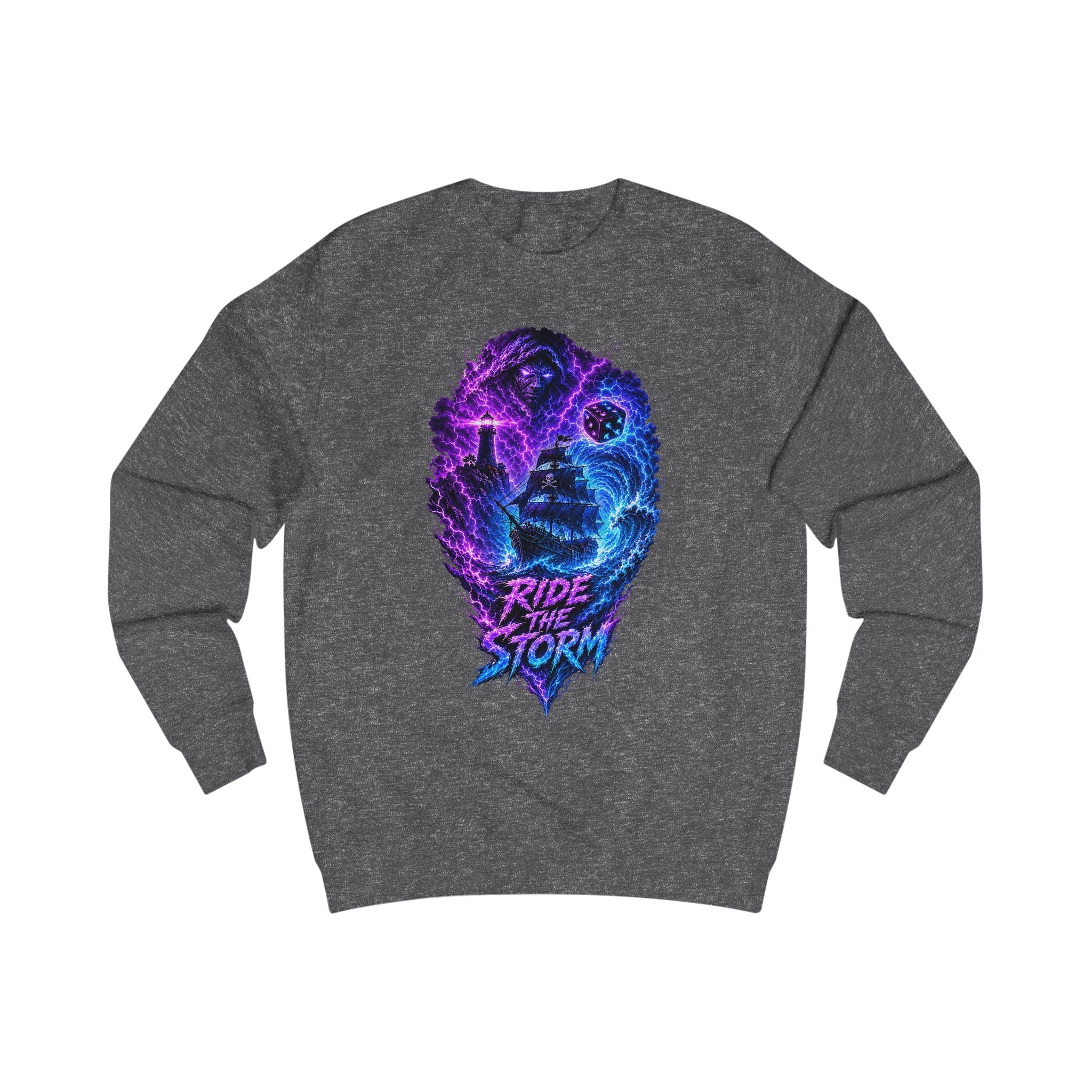 Ride the Storm Sweatshirt — Neon Cosmic Wave Graphic