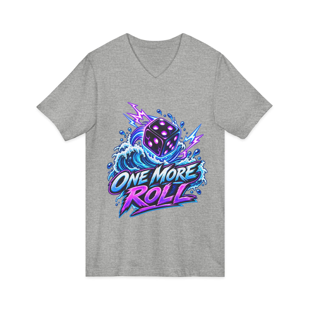 V-Neck Tee - "One More Roll" Dice Graphic Tee for Gamers