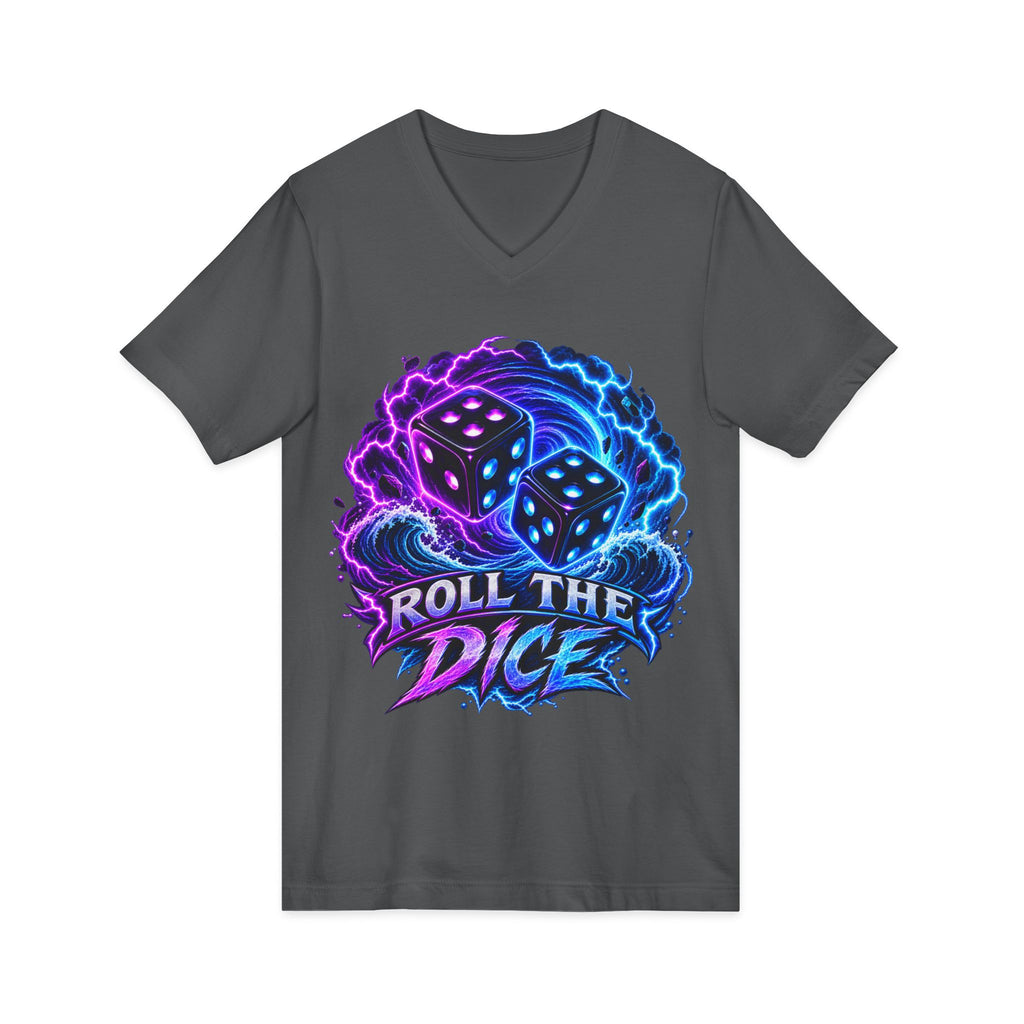 Roll the Dice V‑Neck Tee — Neon Dice Gaming T‑Shirt
