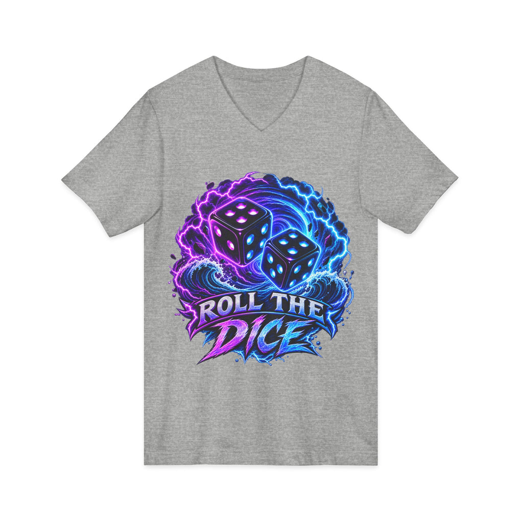 Roll the Dice V‑Neck Tee — Neon Dice Gaming T‑Shirt