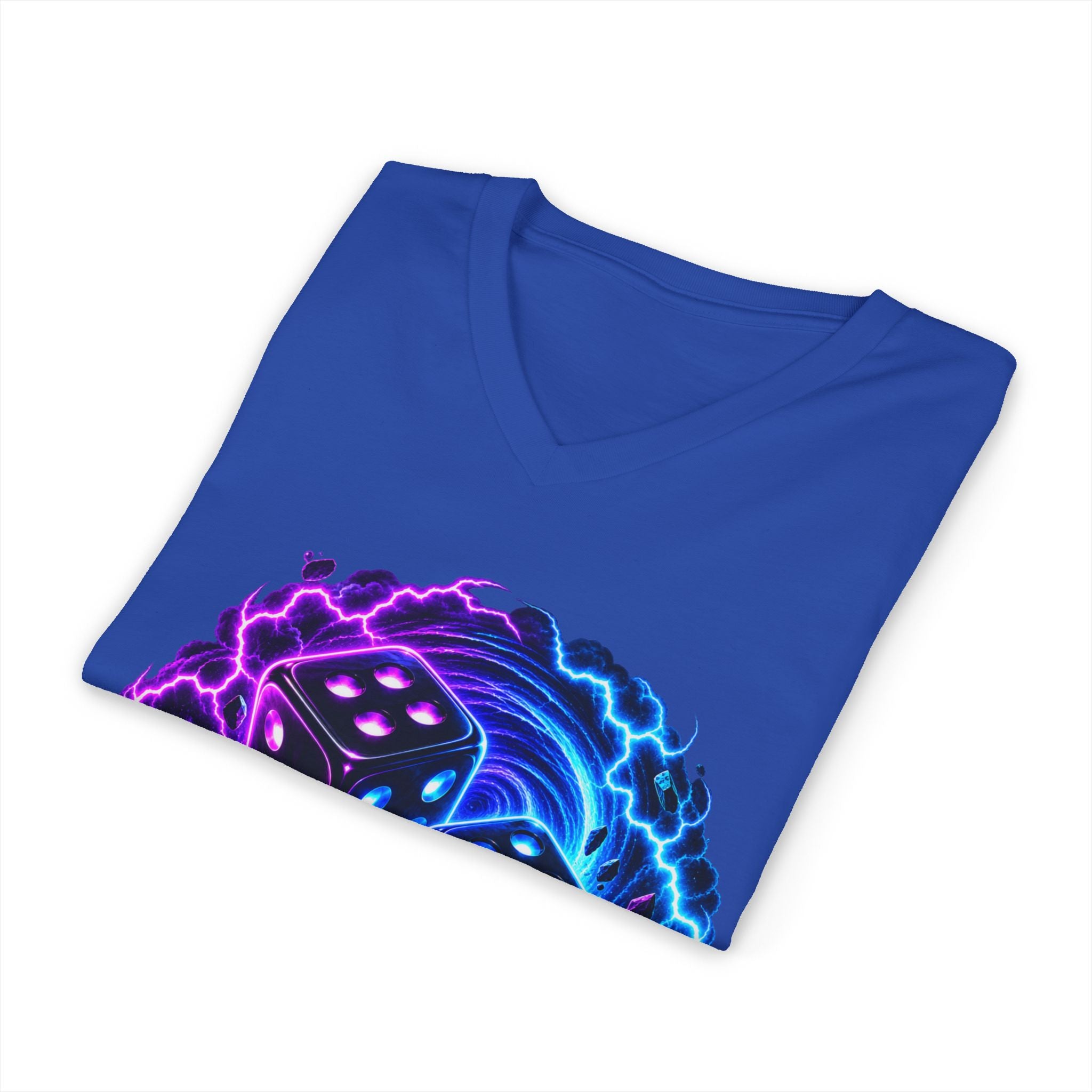 Roll the Dice V‑Neck Tee — Neon Dice Gaming T‑Shirt