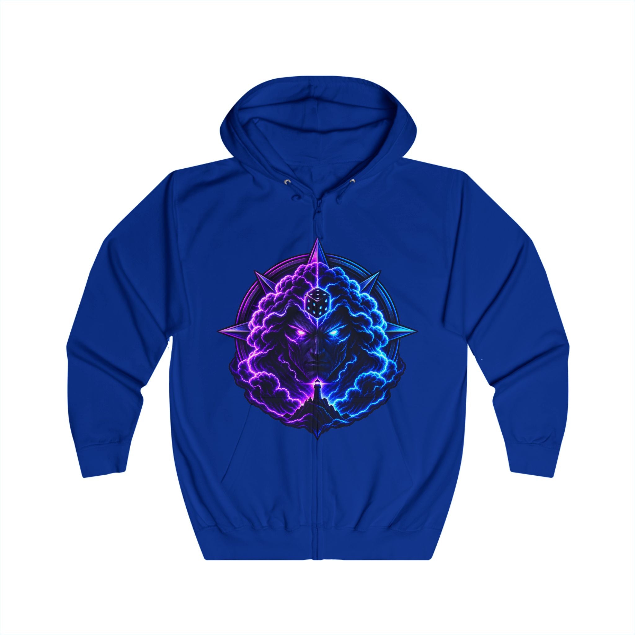 Zip Hoodie — Neon Cosmic Brain Mandala Graphic