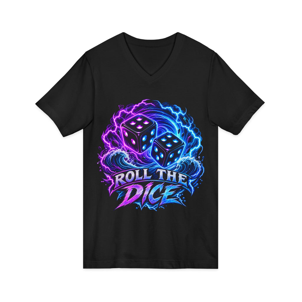 Roll the Dice V‑Neck Tee — Neon Dice Gaming T‑Shirt