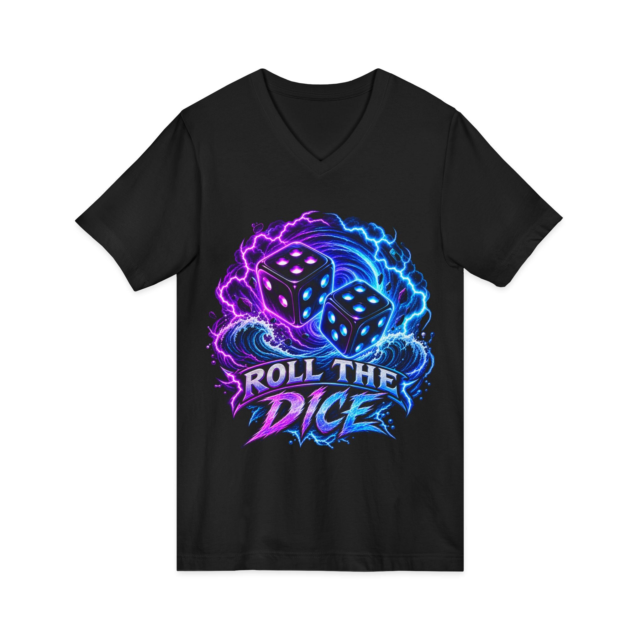 Roll the Dice V‑Neck Tee — Neon Dice Gaming T‑Shirt