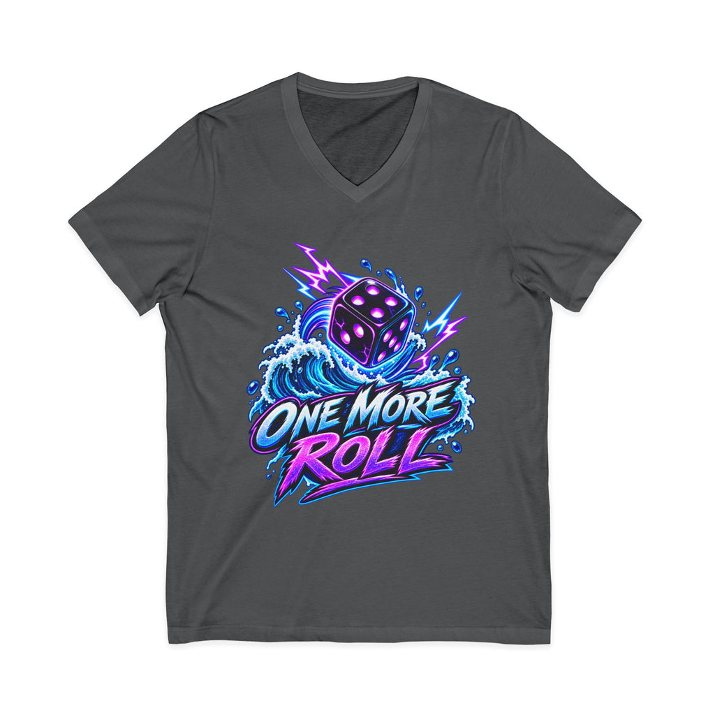 V-Neck Tee - "One More Roll" Dice Graphic Tee for Gamers