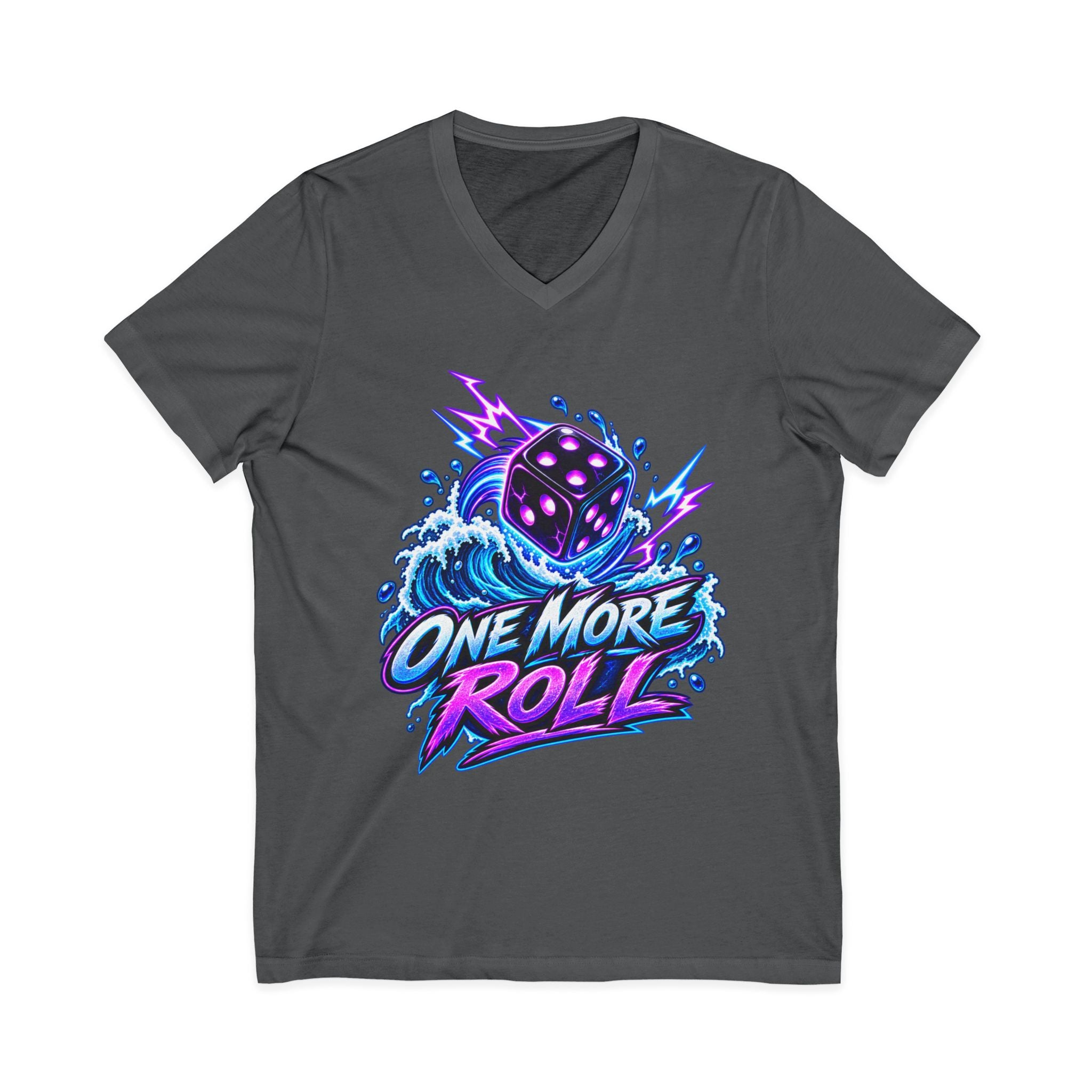 V-Neck Tee - "One More Roll" Dice Graphic Tee for Gamers