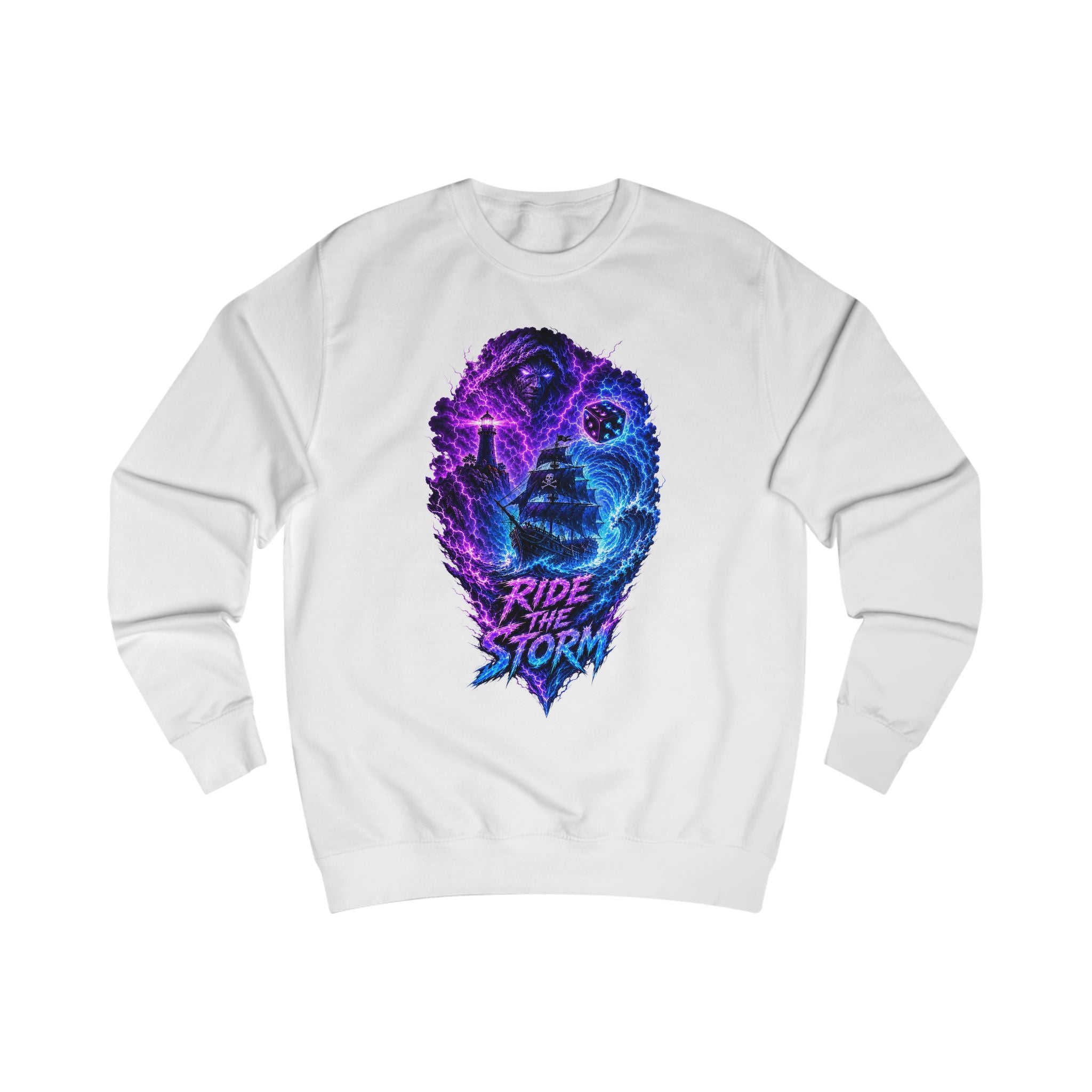 Ride the Storm Sweatshirt — Neon Cosmic Wave Graphic