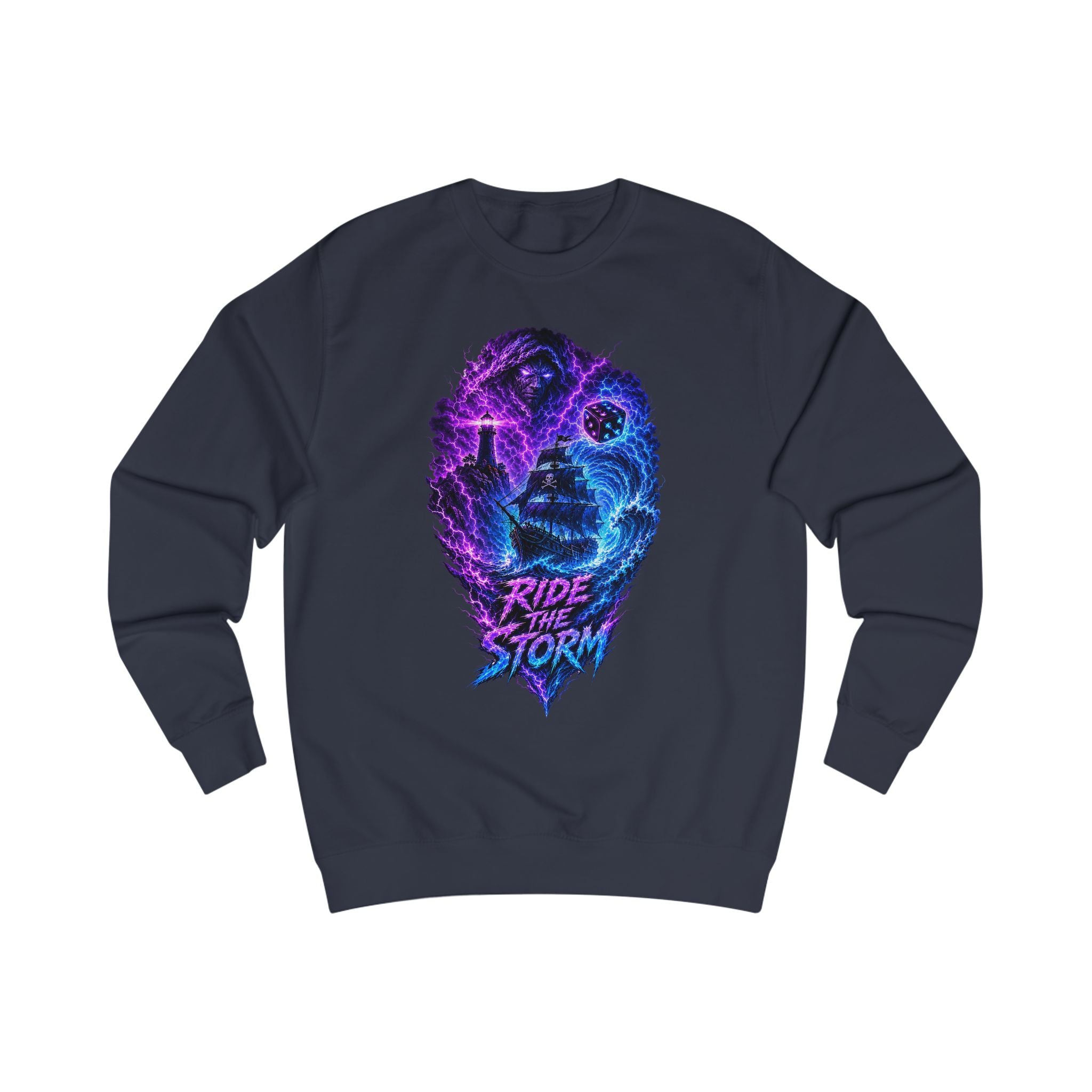Ride the Storm Sweatshirt — Neon Cosmic Wave Graphic