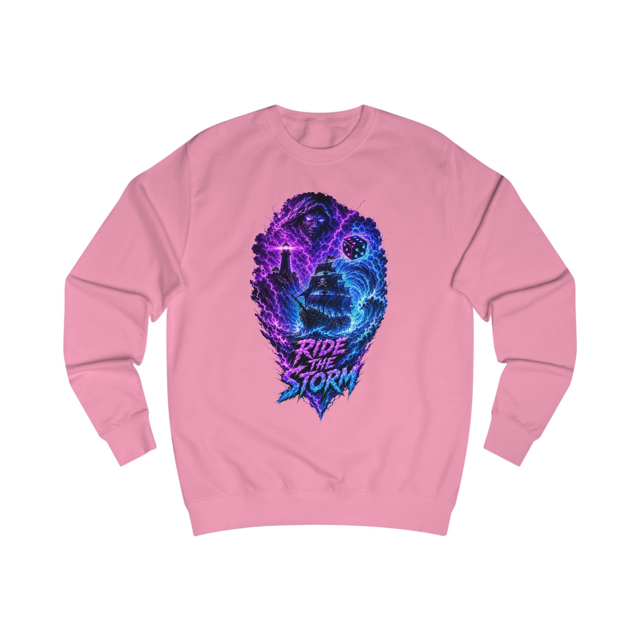 Ride the Storm Sweatshirt — Neon Cosmic Wave Graphic