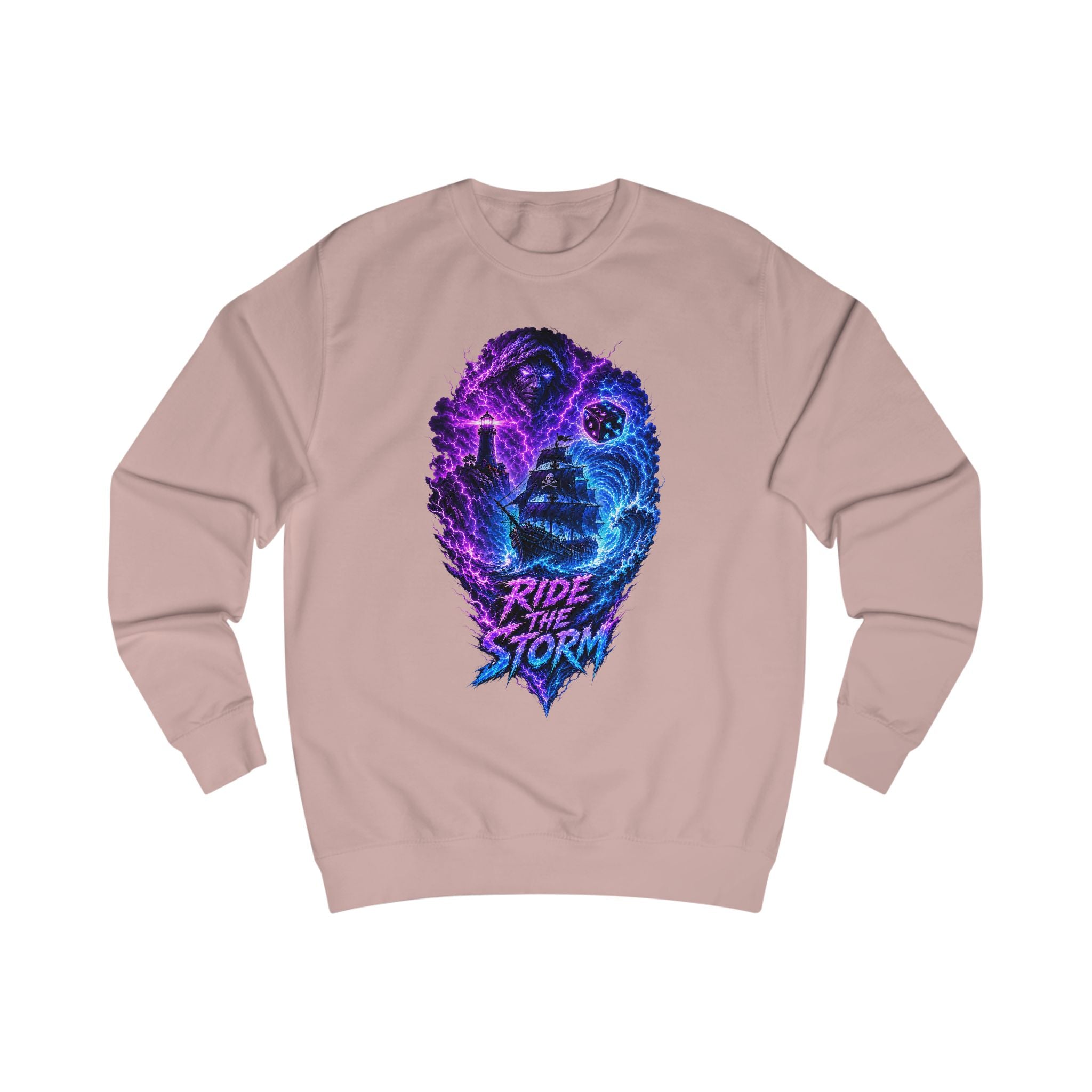 Ride the Storm Sweatshirt — Neon Cosmic Wave Graphic