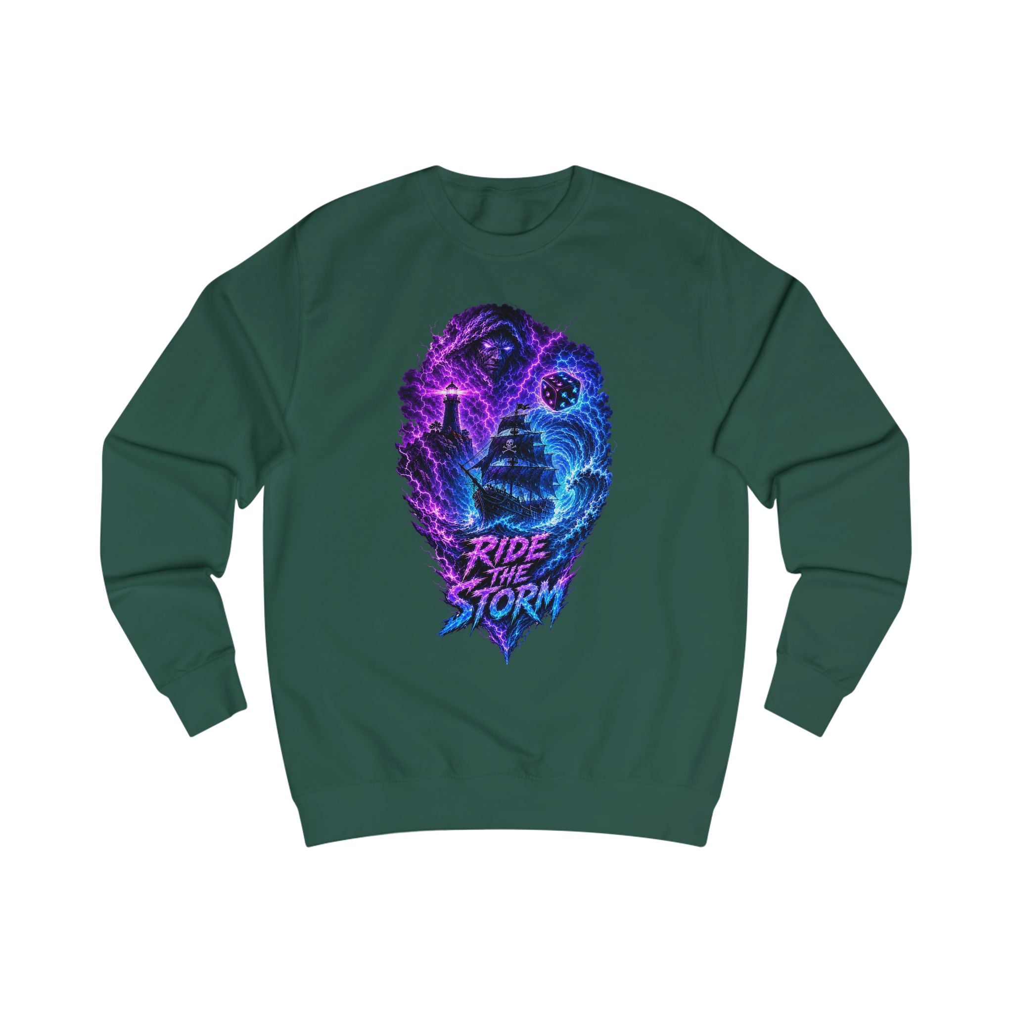 Ride the Storm Sweatshirt — Neon Cosmic Wave Graphic