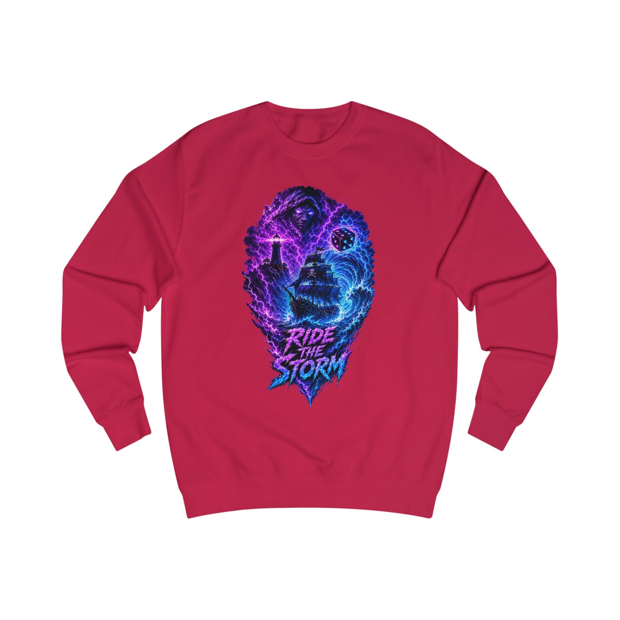 Ride the Storm Sweatshirt — Neon Cosmic Wave Graphic