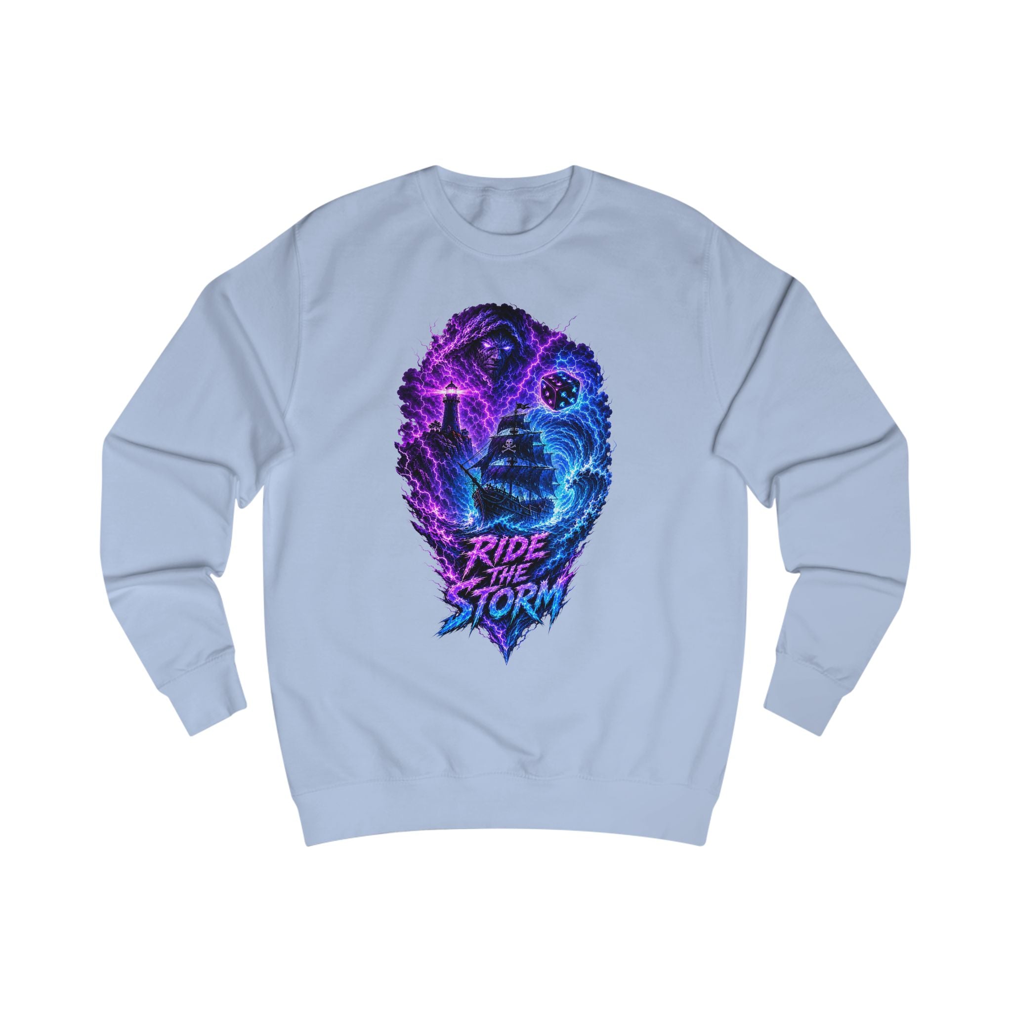 Ride the Storm Sweatshirt — Neon Cosmic Wave Graphic