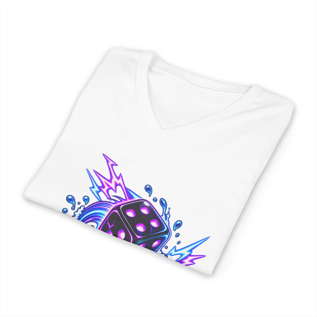 V-Neck Tee - "One More Roll" Dice Graphic Tee for Gamers