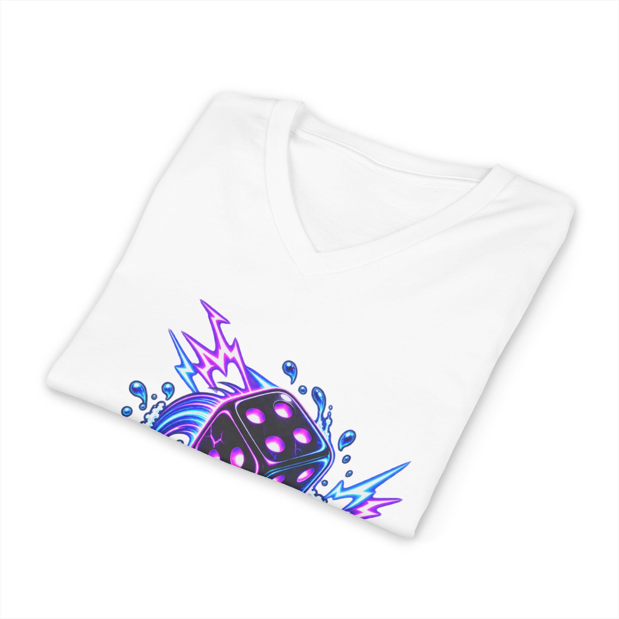 V-Neck Tee - "One More Roll" Dice Graphic Tee for Gamers