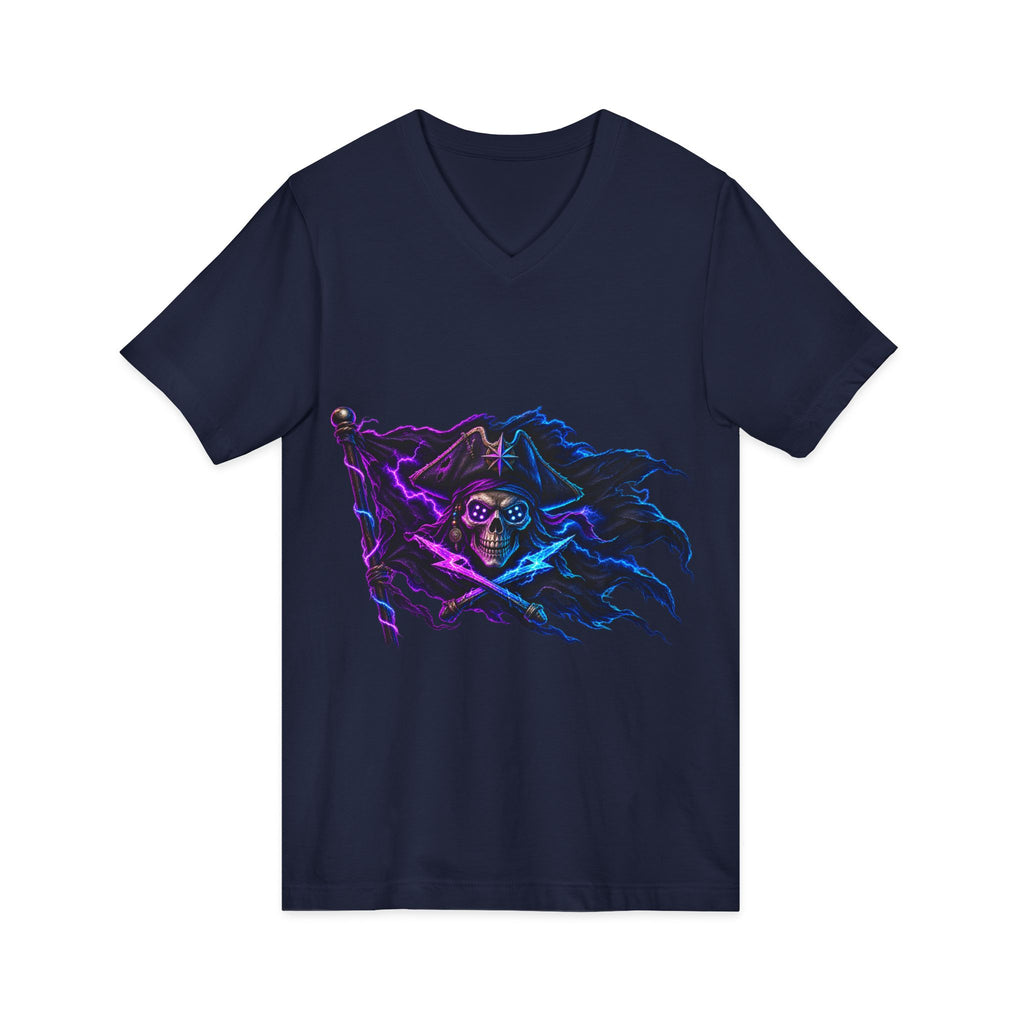 Neon Pirate Flag V-Neck Tee