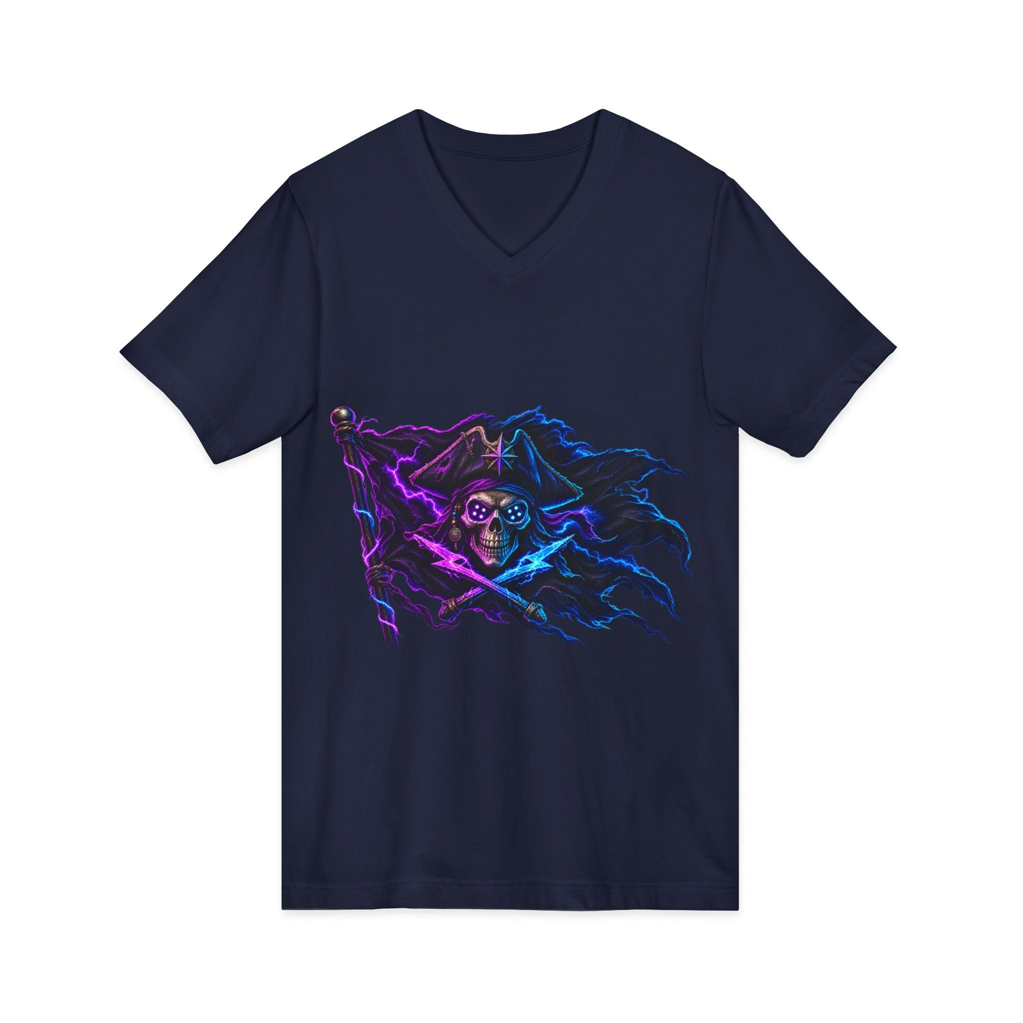Neon Pirate Flag V-Neck Tee