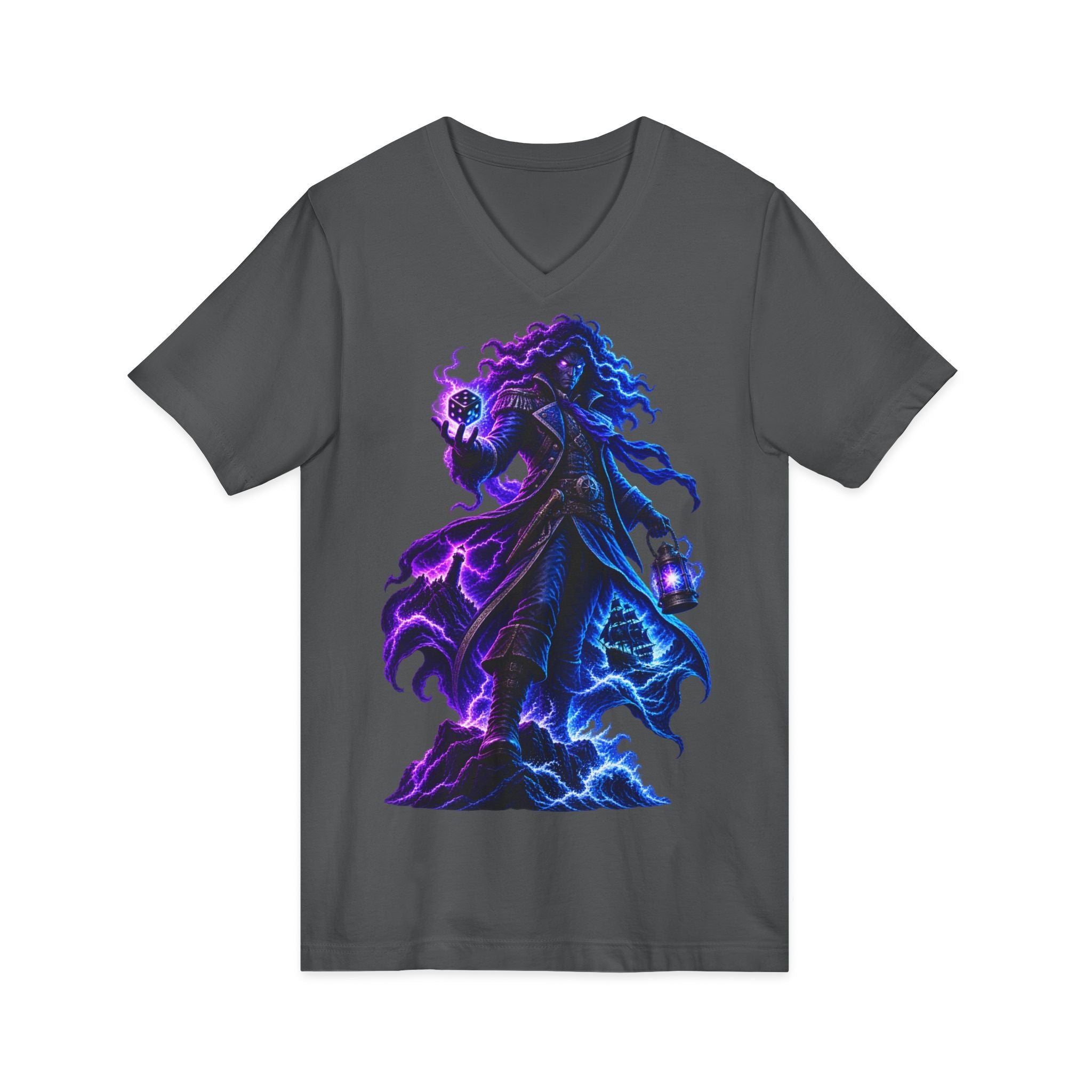 Mystic Reaper V-Neck Tee — Neon Grim Reaper Graphic Shirt