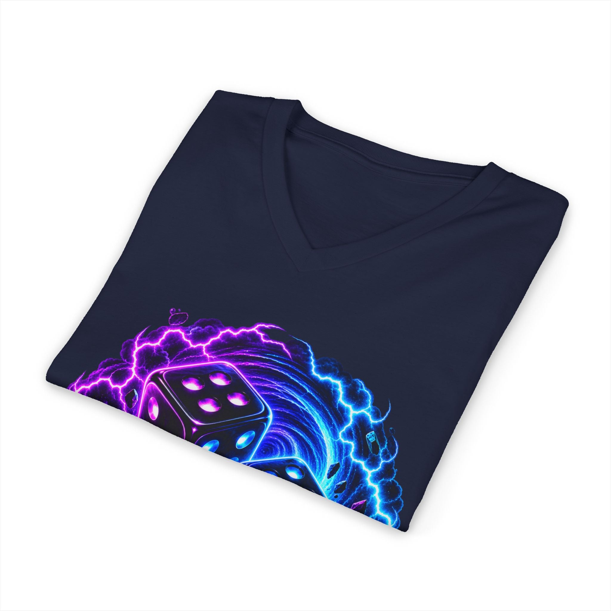 Roll the Dice V‑Neck Tee — Neon Dice Gaming T‑Shirt