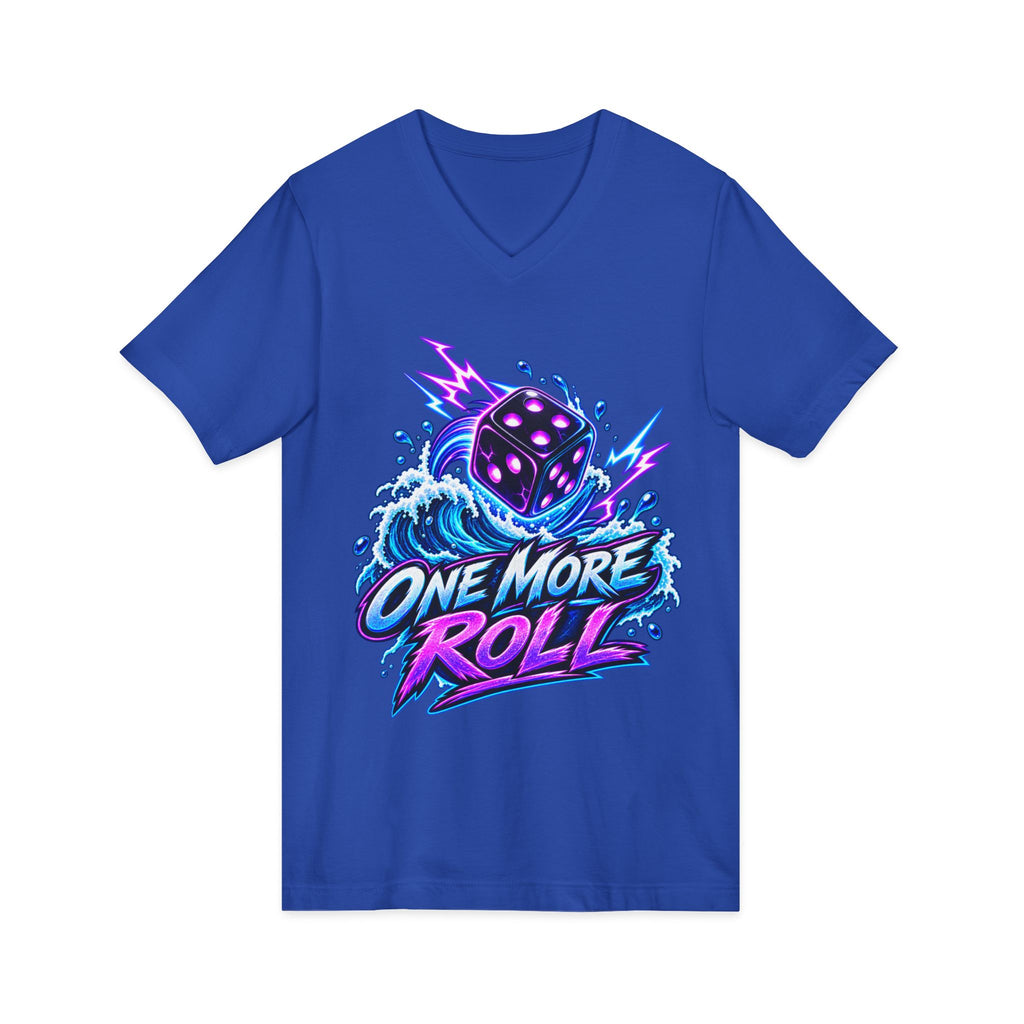 V-Neck Tee - "One More Roll" Dice Graphic Tee for Gamers