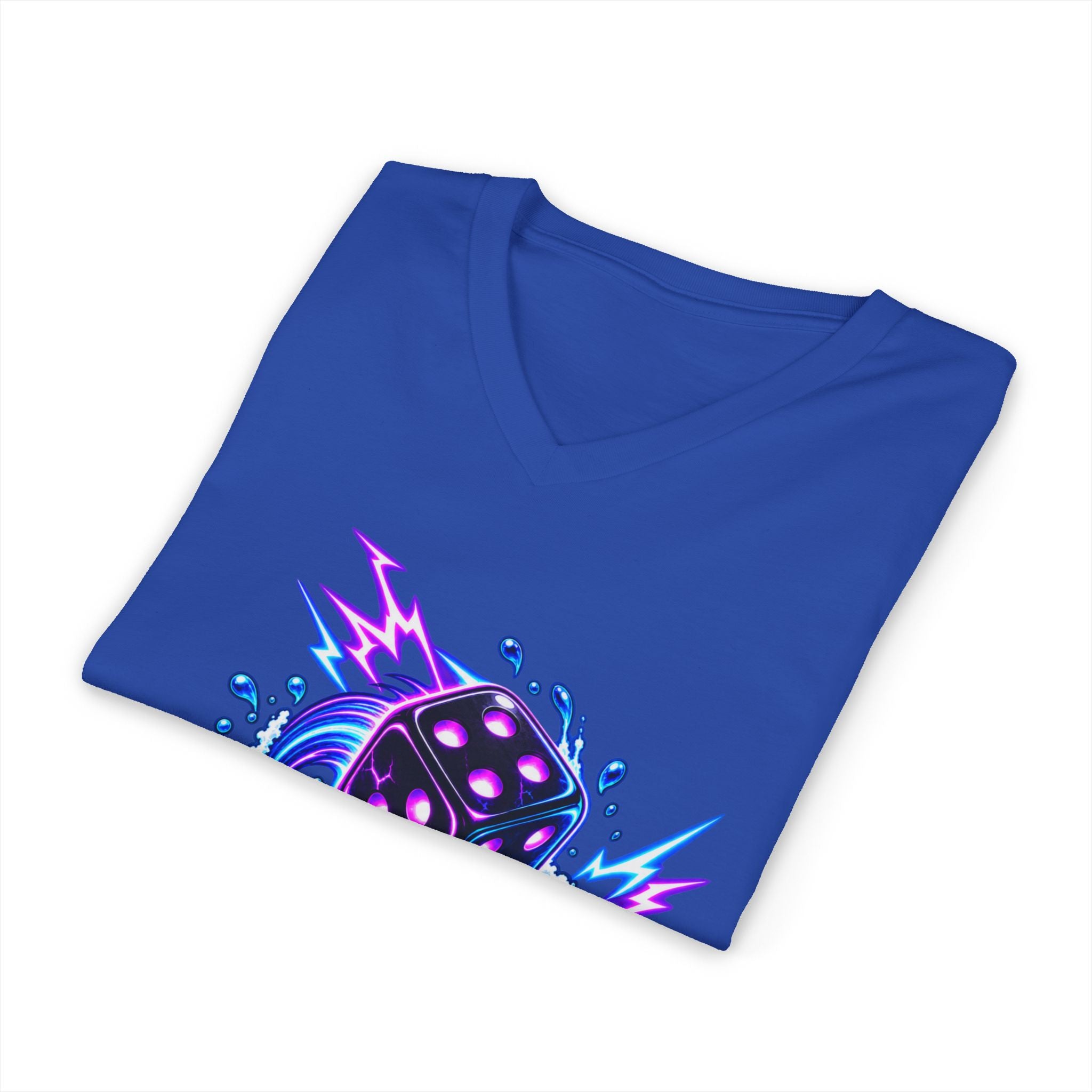 V-Neck Tee - "One More Roll" Dice Graphic Tee for Gamers