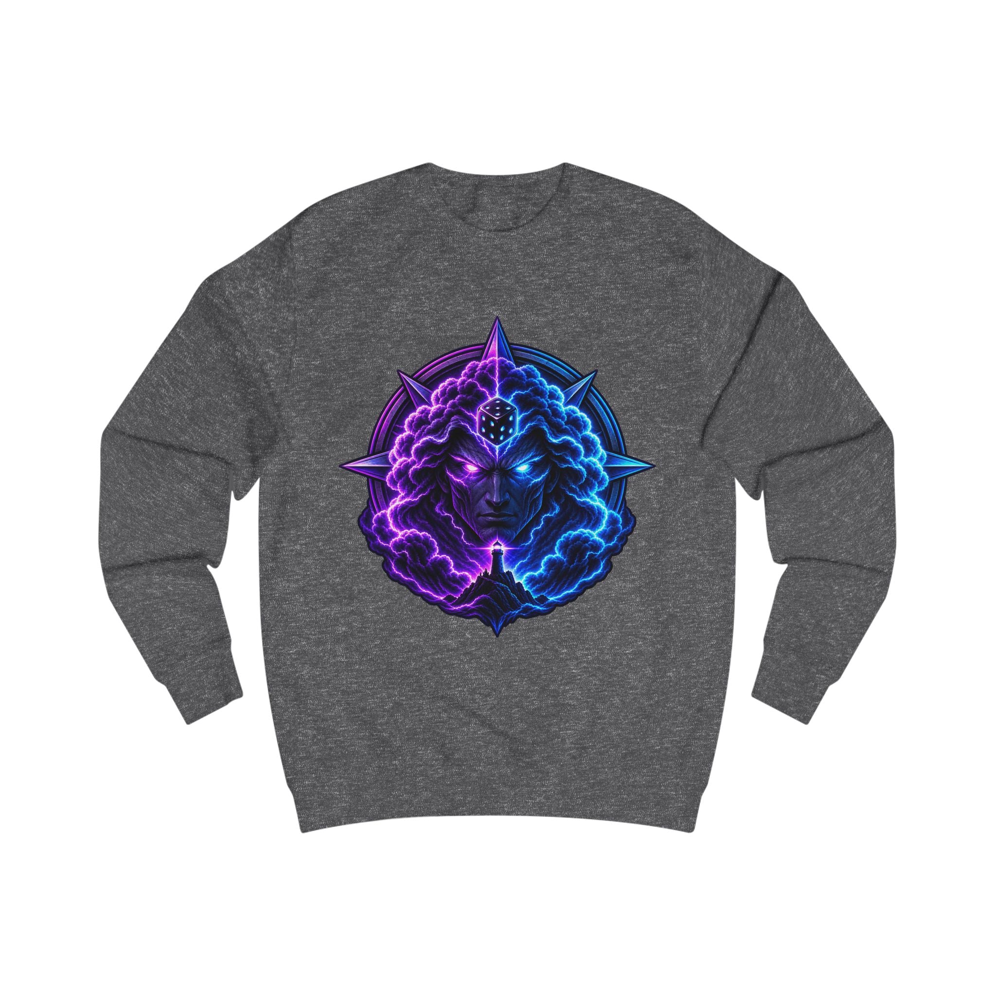 Mystic Nebula Face Sweatshirt — Neon Purple & Blue Cosmic Design