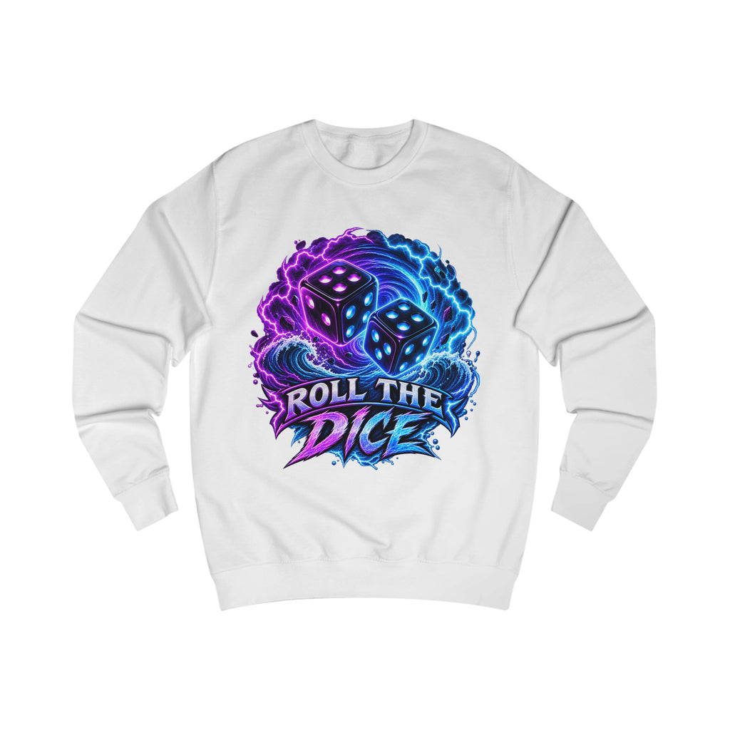 Roll the Dice Sweatshirt — Neon Dice Gaming Crewneck for Tabletop & DnD Fans