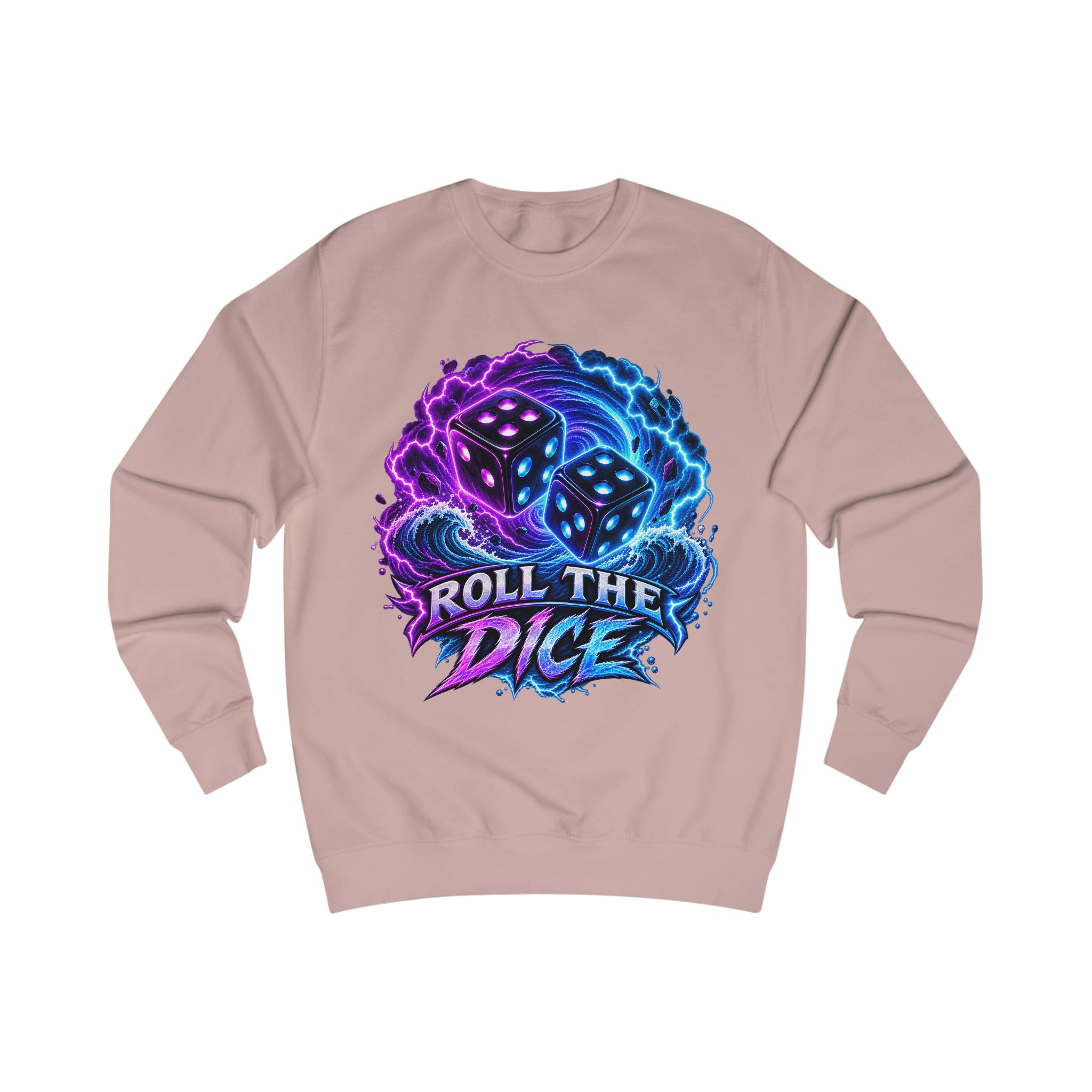 Roll the Dice Sweatshirt — Neon Dice Gaming Crewneck for Tabletop & DnD Fans