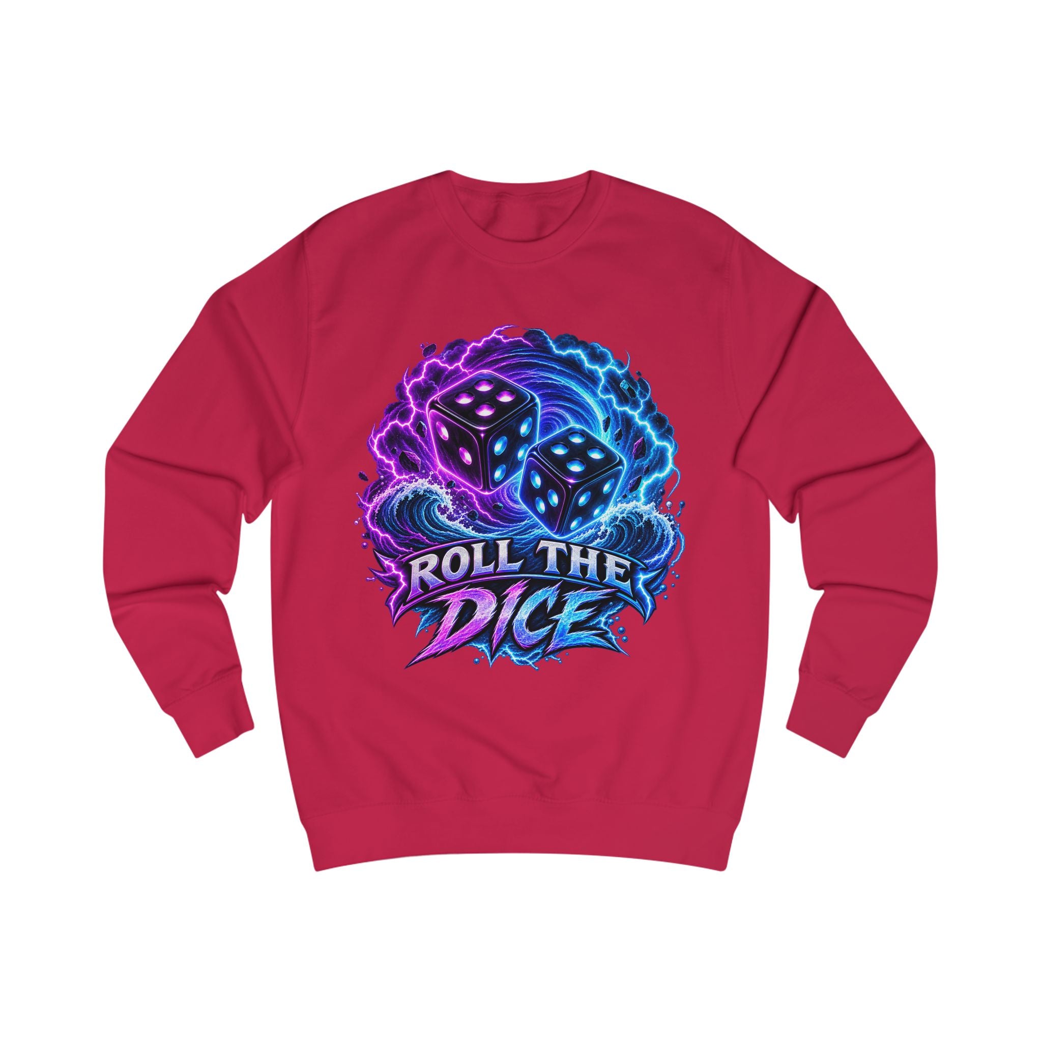 Roll the Dice Sweatshirt — Neon Dice Gaming Crewneck for Tabletop & DnD Fans