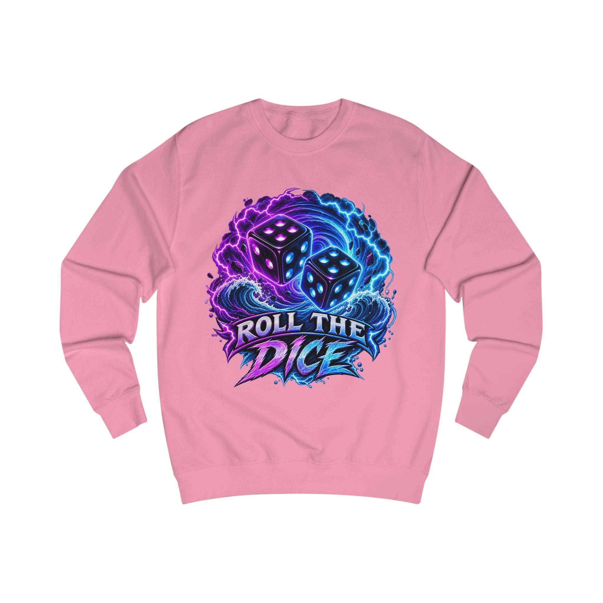 Roll the Dice Sweatshirt — Neon Dice Gaming Crewneck for Tabletop & DnD Fans