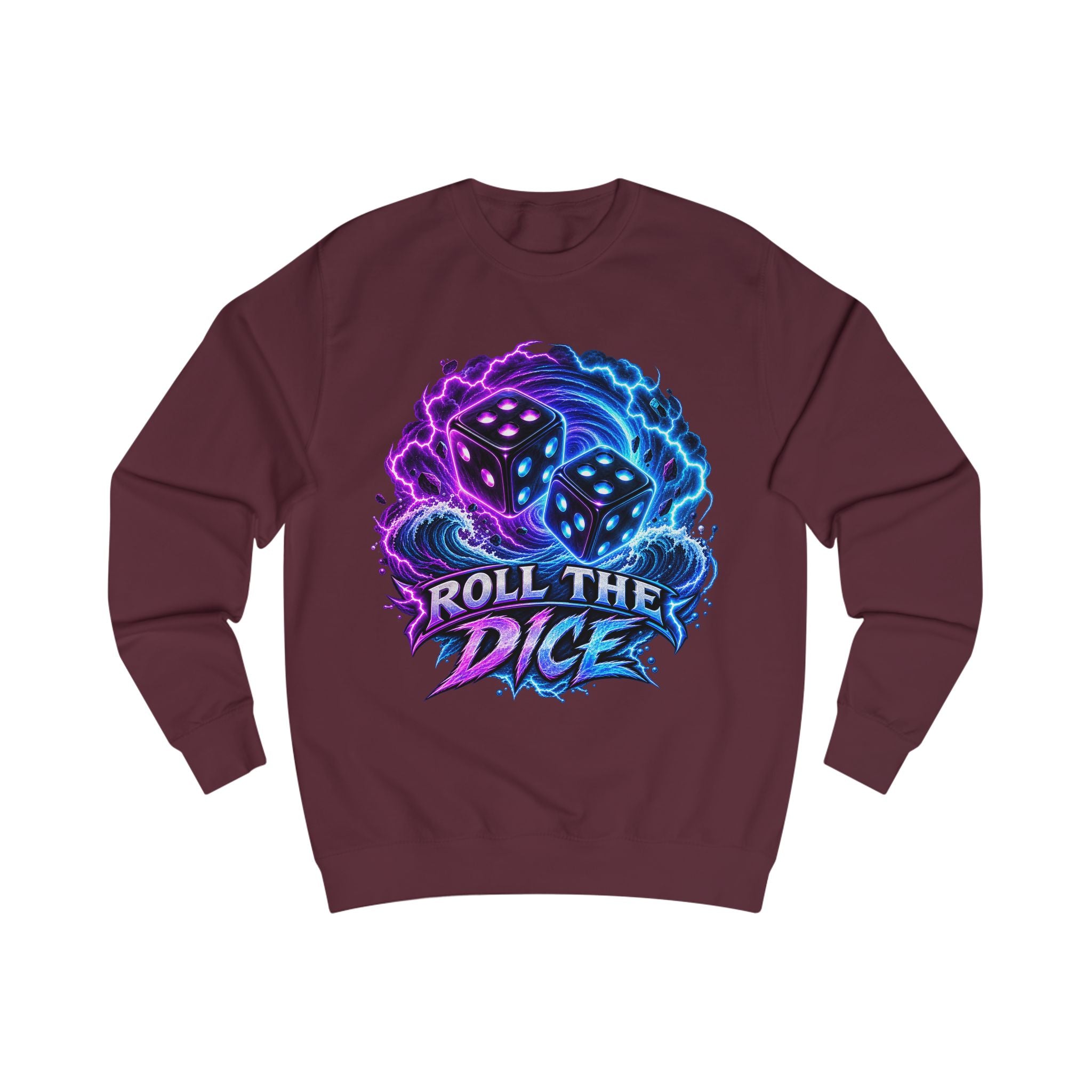 Roll the Dice Sweatshirt — Neon Dice Gaming Crewneck for Tabletop & DnD Fans