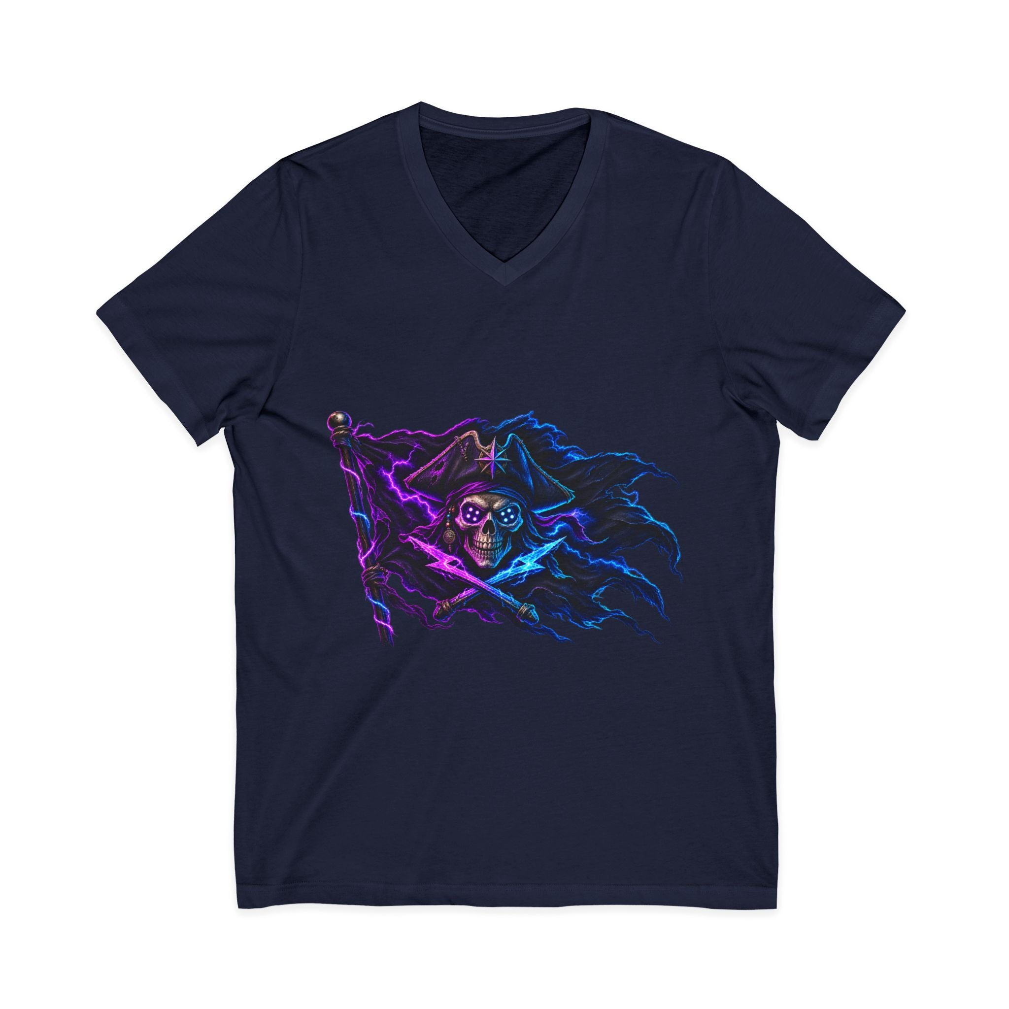 Neon Pirate Flag V-Neck Tee