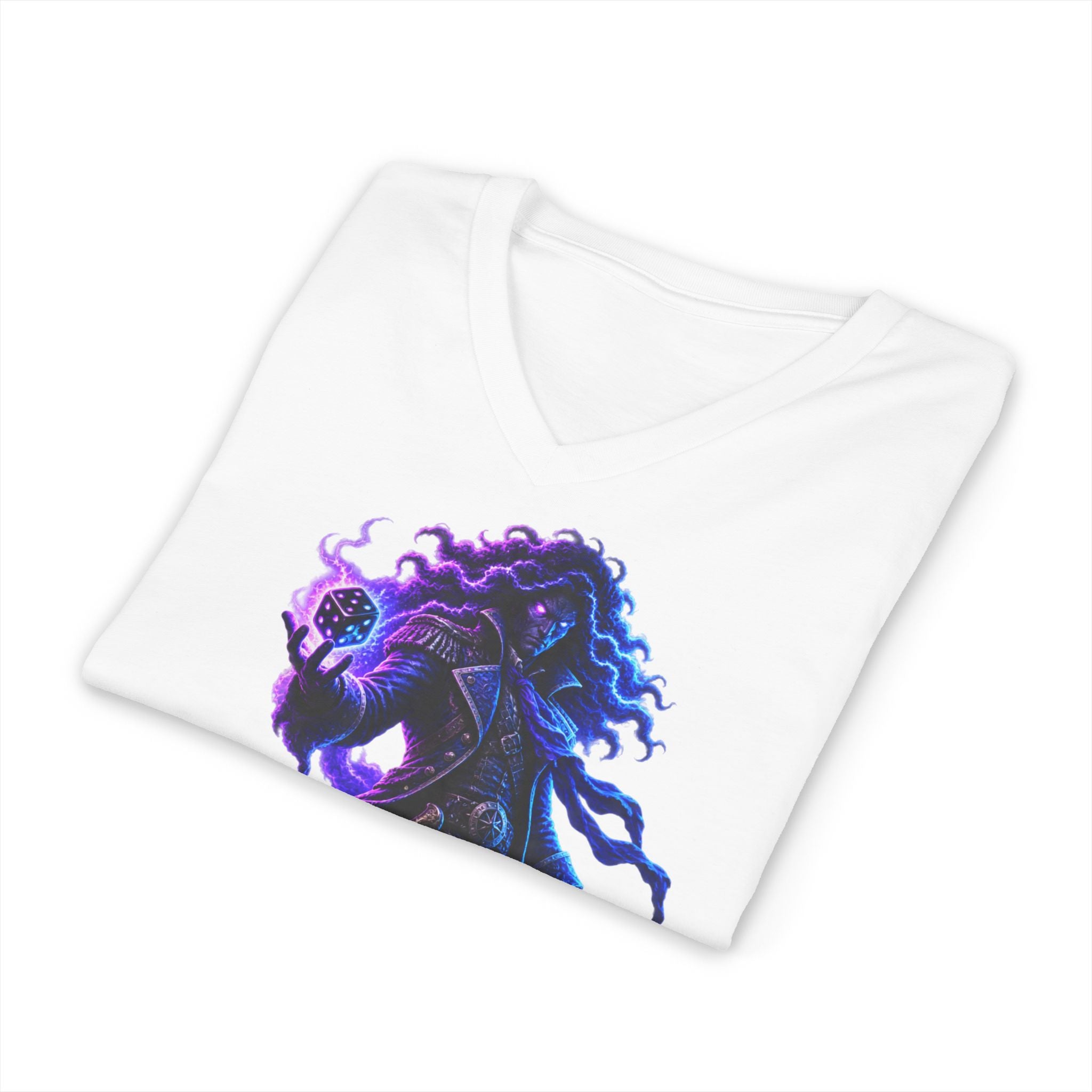 Mystic Reaper V-Neck Tee — Neon Grim Reaper Graphic Shirt