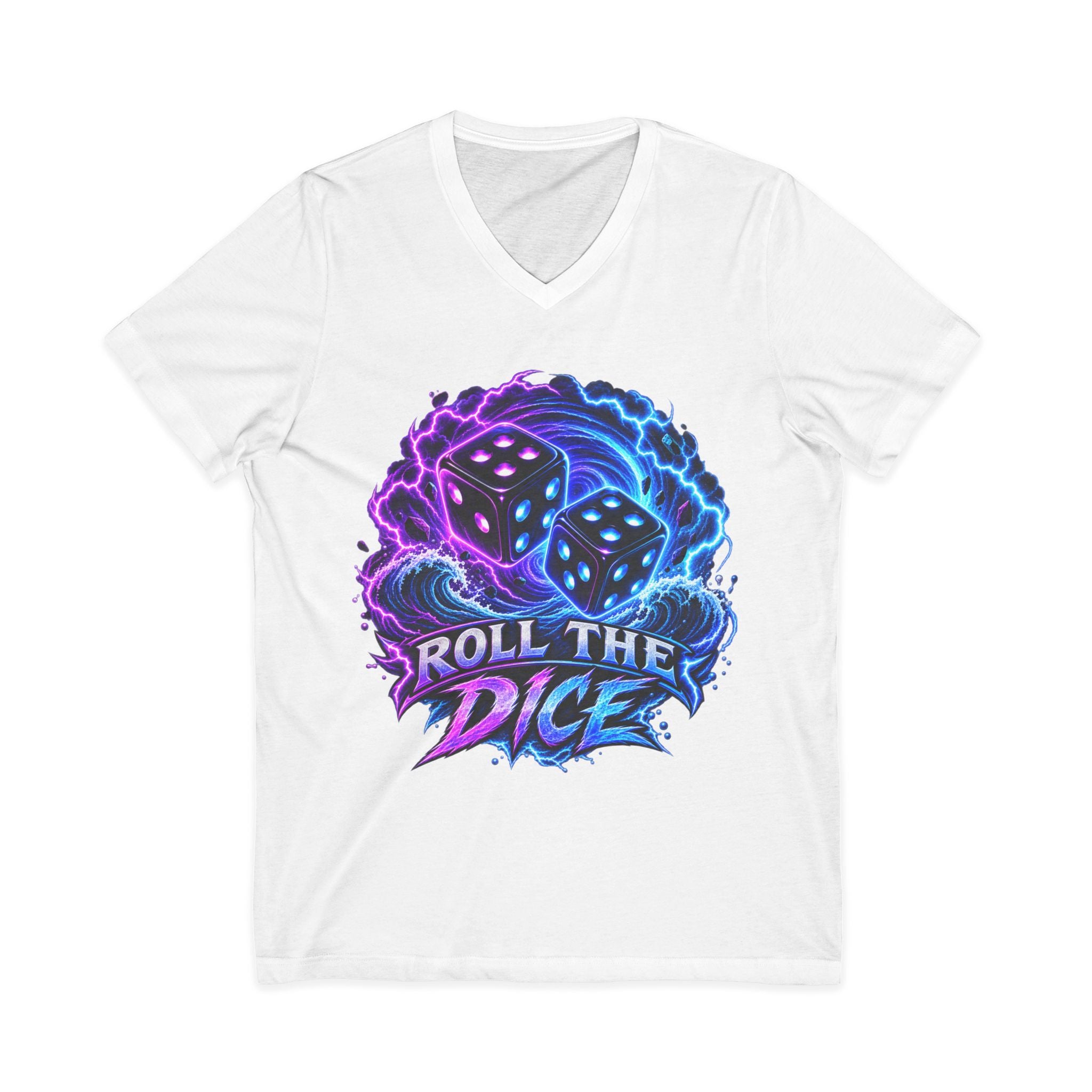 Roll the Dice V‑Neck Tee — Neon Dice Gaming T‑Shirt