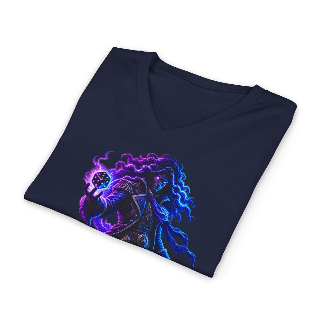 Mystic Reaper V-Neck Tee — Neon Grim Reaper Graphic Shirt